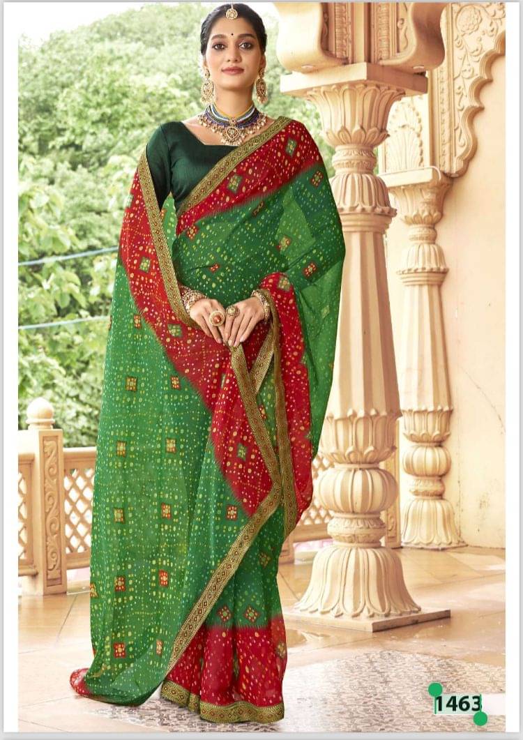 JIRA Georgette Printed Saree With Unstitched Blouse Piece ( Green ) JIRA Georgette Printed Saree With Unstitched Blouse Piece ( Green )