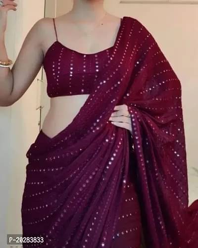JIRA Georgette Woven Saree With Unstitched Blouse Piece ( Wine ) JIRA Georgette Woven Saree With Unstitched Blouse Piece ( Wine )
