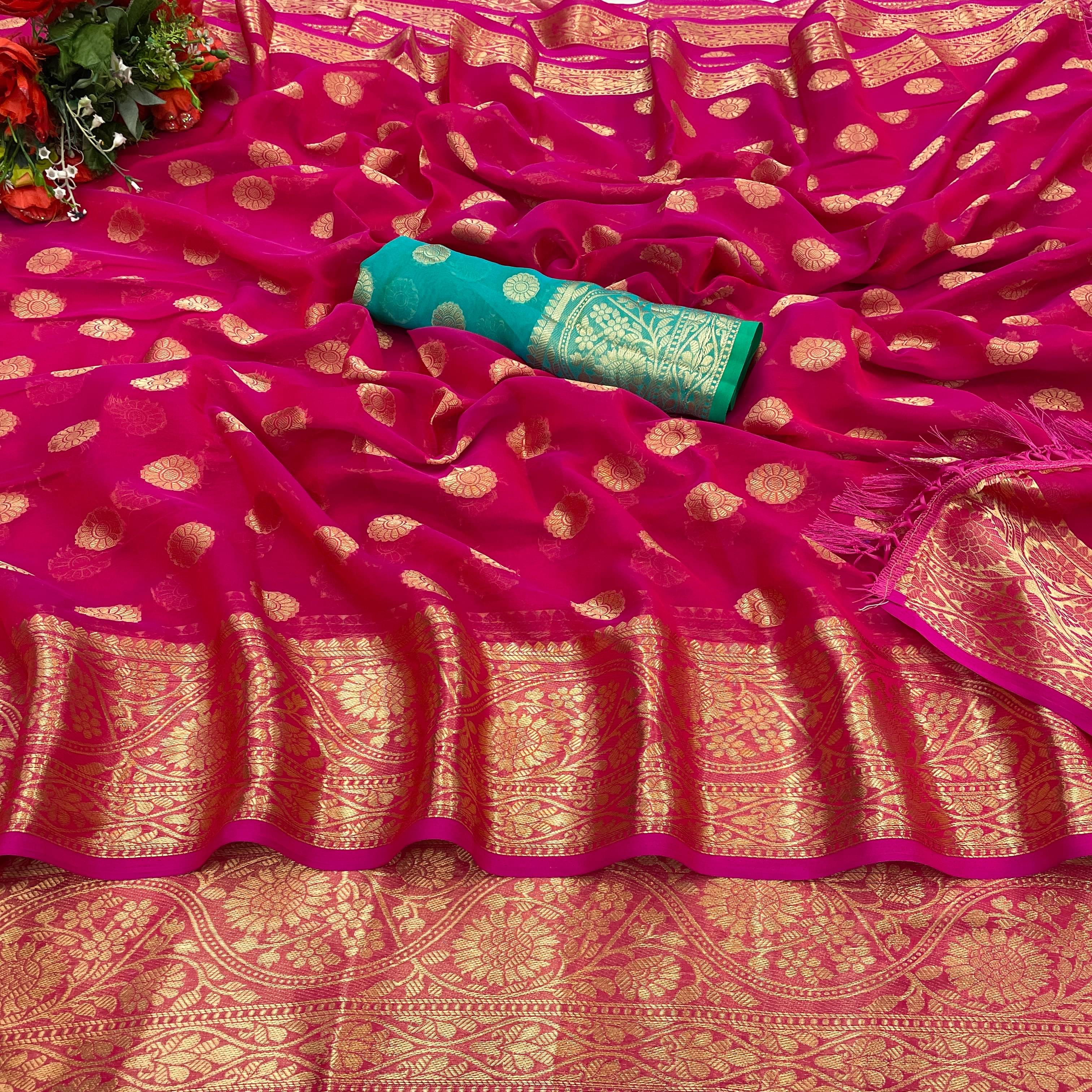 JIRA Jacquard Self Design Saree With Unstitched Blouse Piece ( Rust ) JIRA Jacquard Self Design Saree With Unstitched Blouse Piece ( Rust )