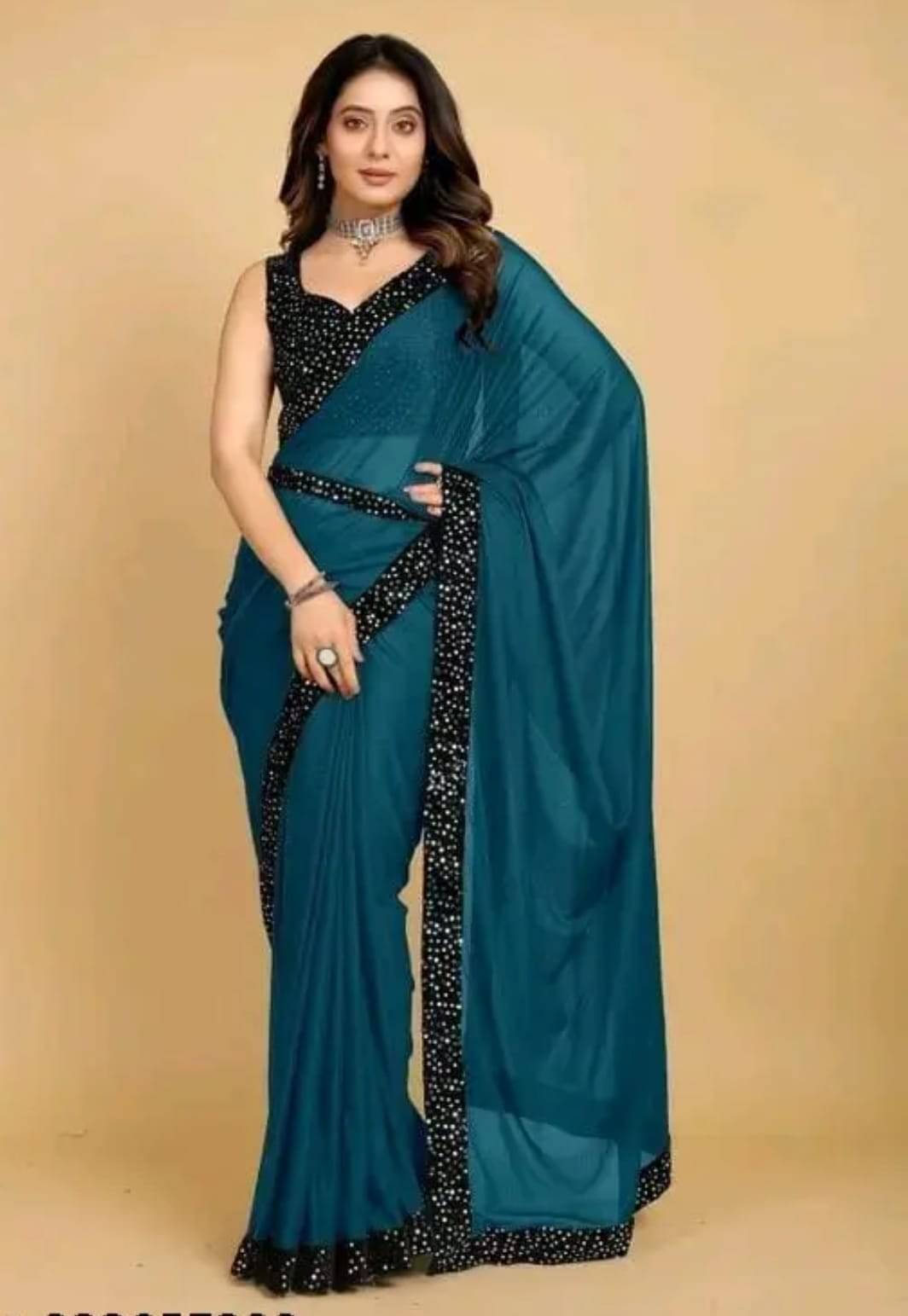 JIRA Lycra Dyed Saree With Unstitched Blouse Piece ( Blue ) JIRA Lycra Dyed Saree With Unstitched Blouse Piece ( Blue )