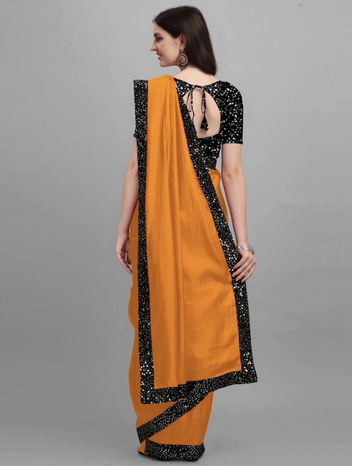 JIRA Lycra Dyed Saree With Unstitched Blouse Piece ( Mustard ) JIRA Lycra Dyed Saree With Unstitched Blouse Piece ( Mustard )