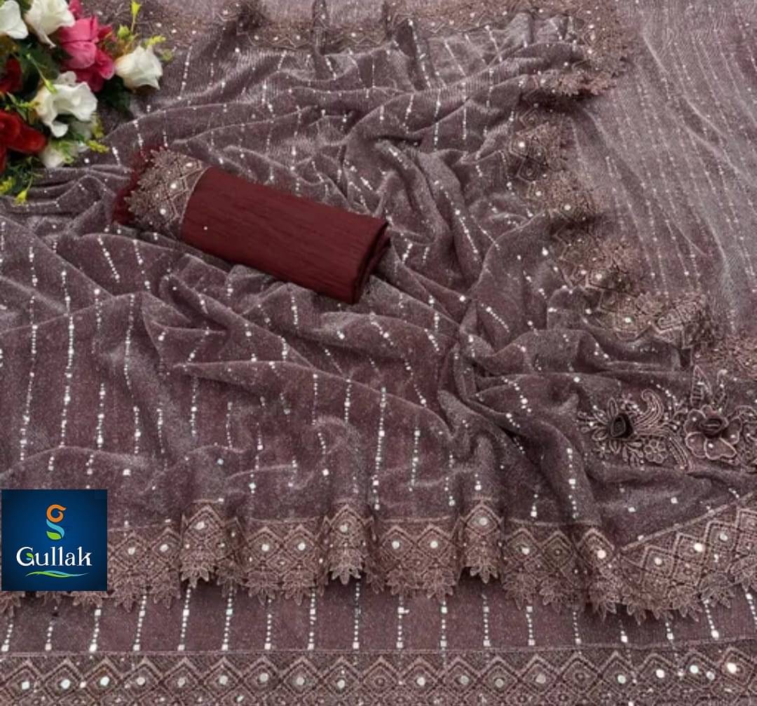 JIRA Lycra Embellished Saree With Unstitched Blouse Piece ( Maroon ) JIRA Lycra Embellished Saree With Unstitched Blouse Piece ( Maroon )