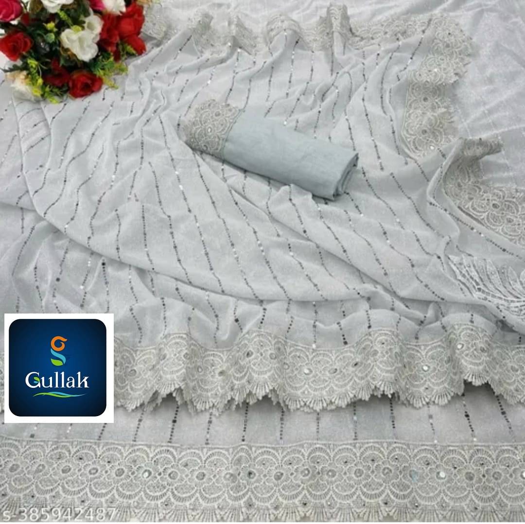 JIRA Lycra Embellished Saree With Unstitched Blouse Piece ( White ) JIRA Lycra Embellished Saree With Unstitched Blouse Piece ( White )