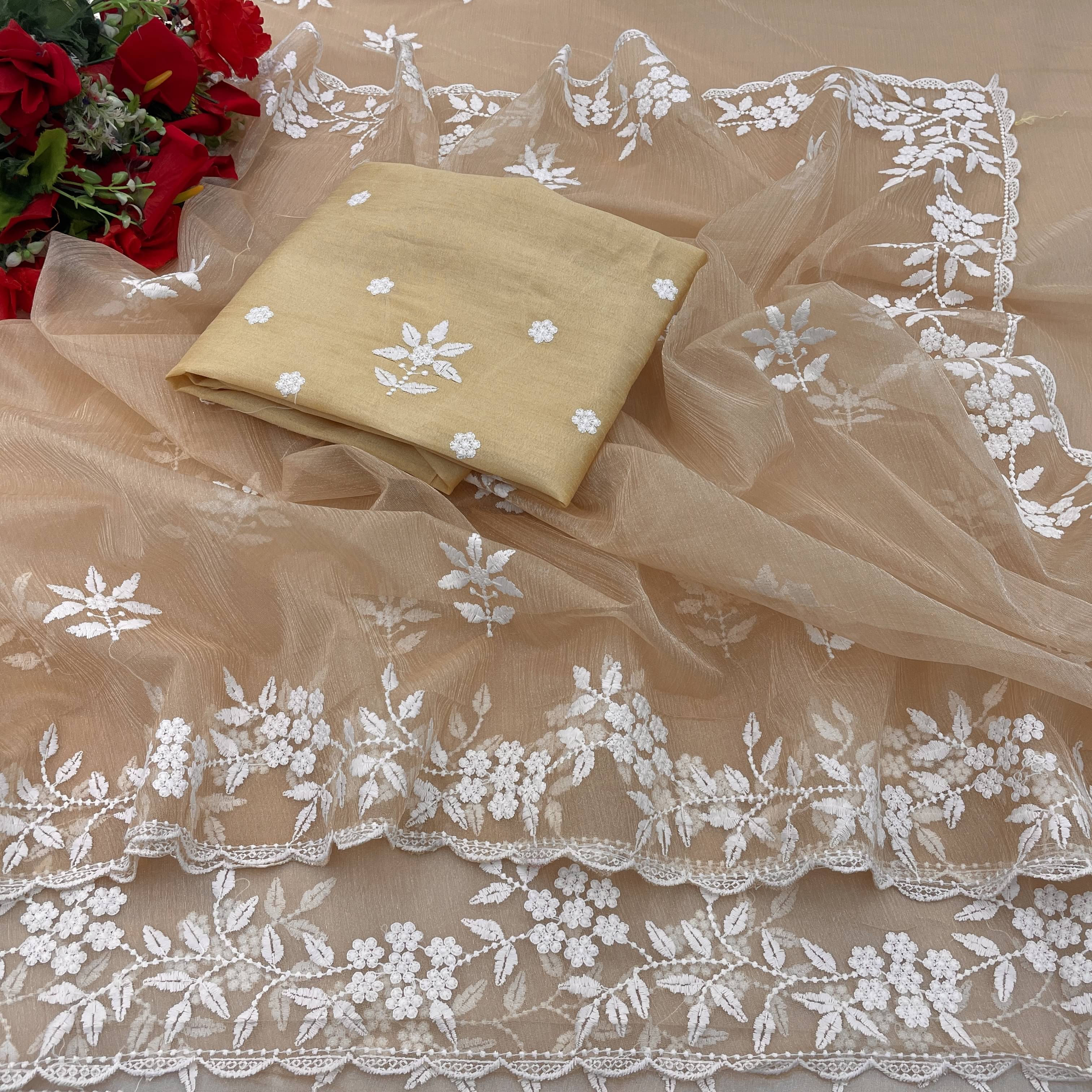 JIRA Lycra Printed Saree With Unstitched Blouse Piece ( Cream ) JIRA Lycra Printed Saree With Unstitched Blouse Piece ( Cream )