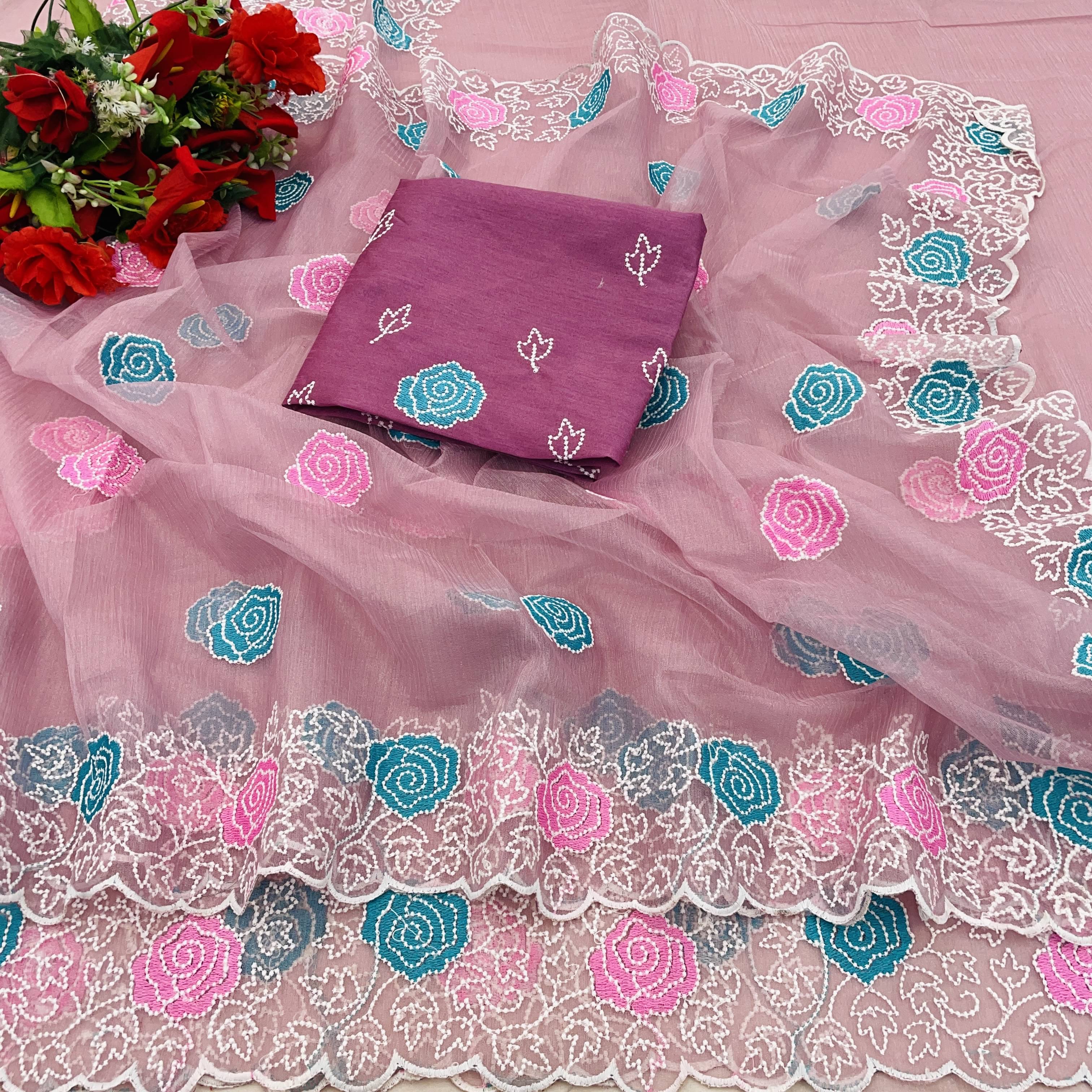 JIRA Lycra Printed Saree With Unstitched Blouse Piece ( Pink ) JIRA Lycra Printed Saree With Unstitched Blouse Piece ( Pink )