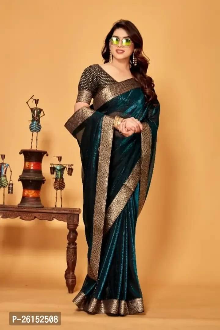 JIRA Lycra Printed Saree With Unstitched Blouse Piece ( Green ) JIRA Lycra Printed Saree With Unstitched Blouse Piece ( Green )