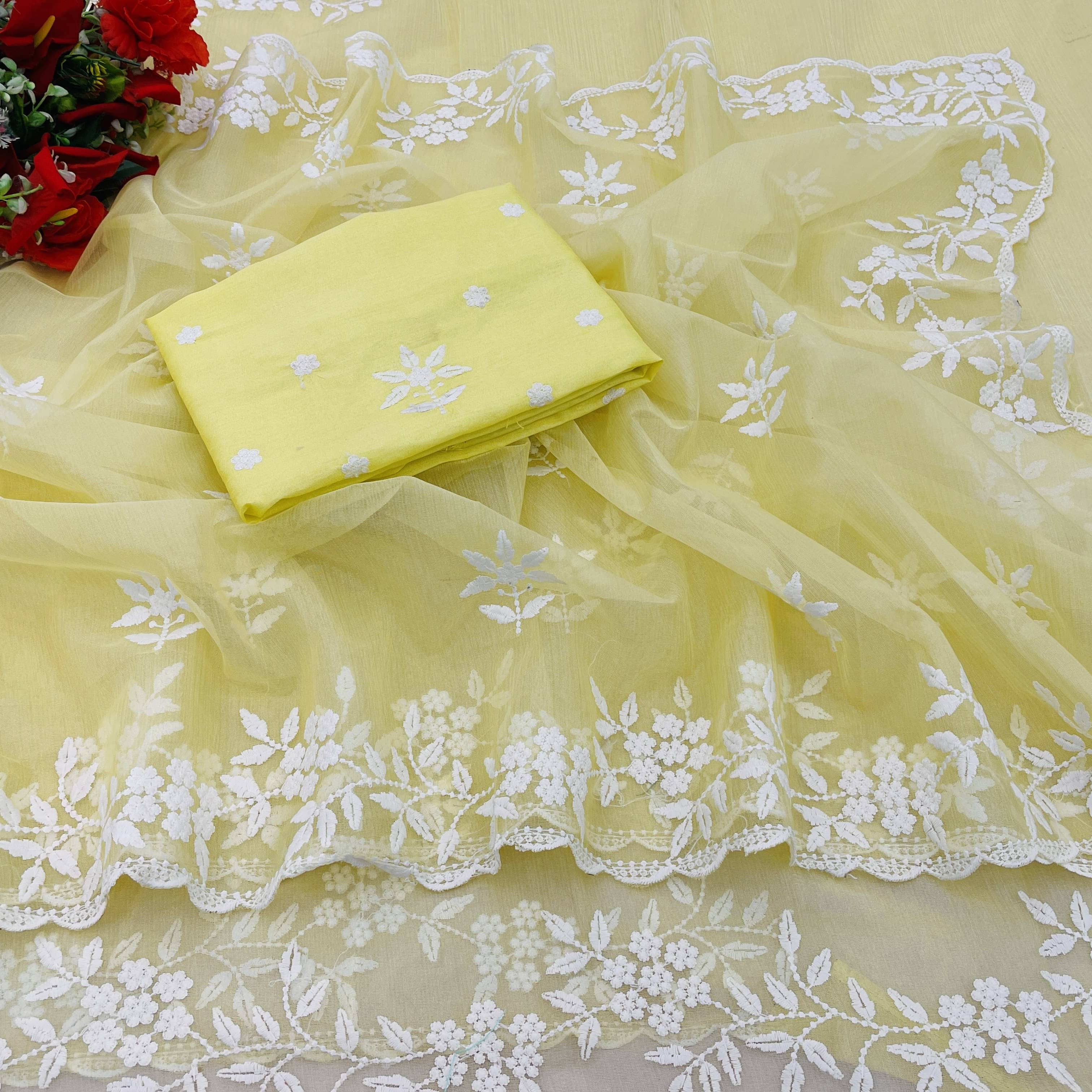 JIRA Lycra Printed Saree With Unstitched Blouse Piece ( Yellow ) JIRA Lycra Printed Saree With Unstitched Blouse Piece ( Yellow )