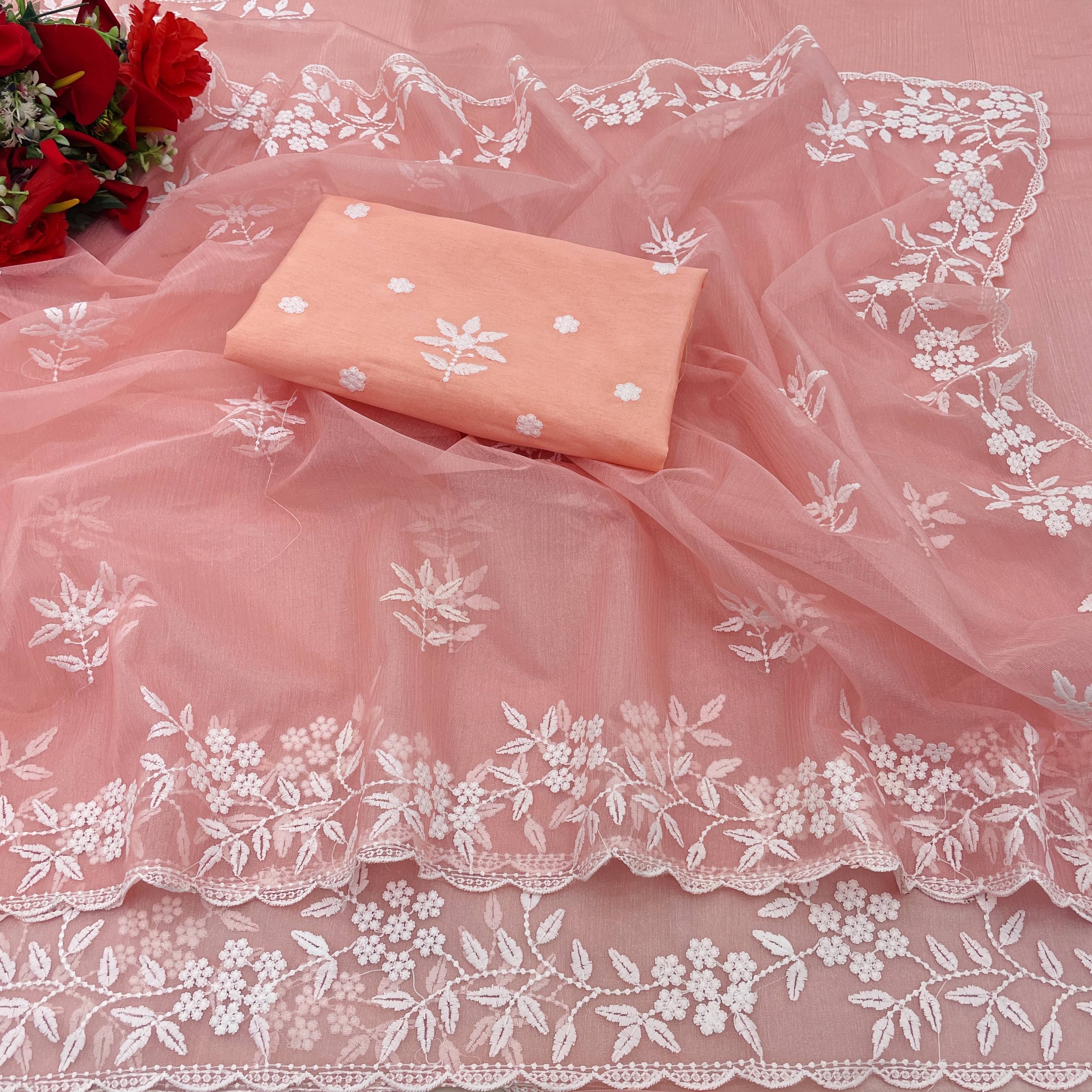 JIRA Lycra Printed Saree With Unstitched Blouse Piece ( Peach ) JIRA Lycra Printed Saree With Unstitched Blouse Piece ( Peach )
