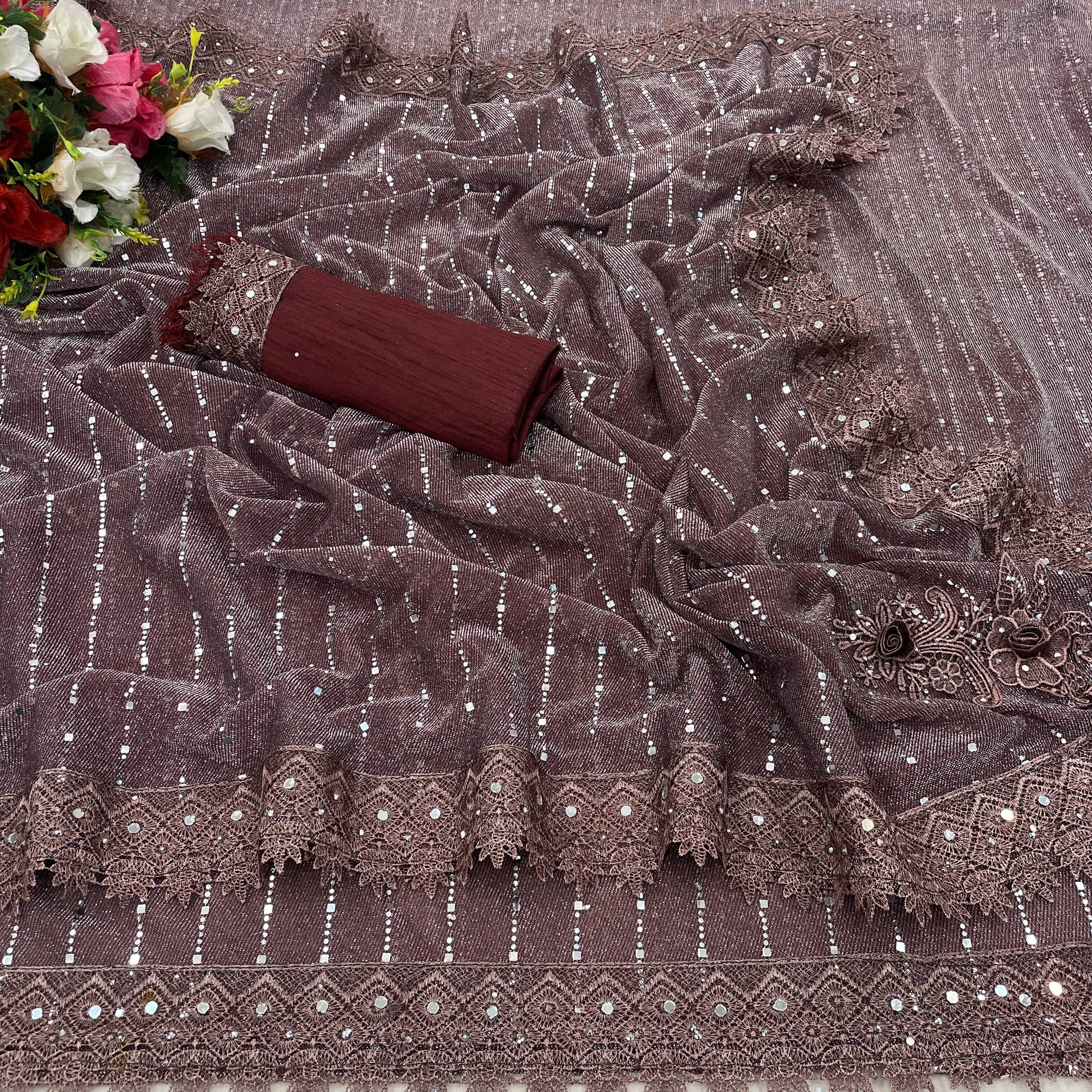 JIRA Lycra Printed Saree With Unstitched Blouse Piece ( Maroon ) JIRA Lycra Printed Saree With Unstitched Blouse Piece ( Maroon )