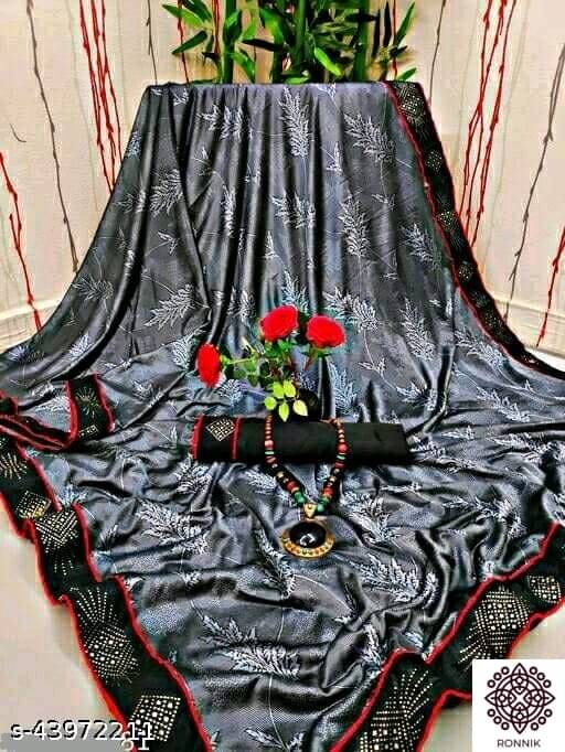     			JIRA Lycra Woven Saree With Unstitched Blouse Piece ( Black )