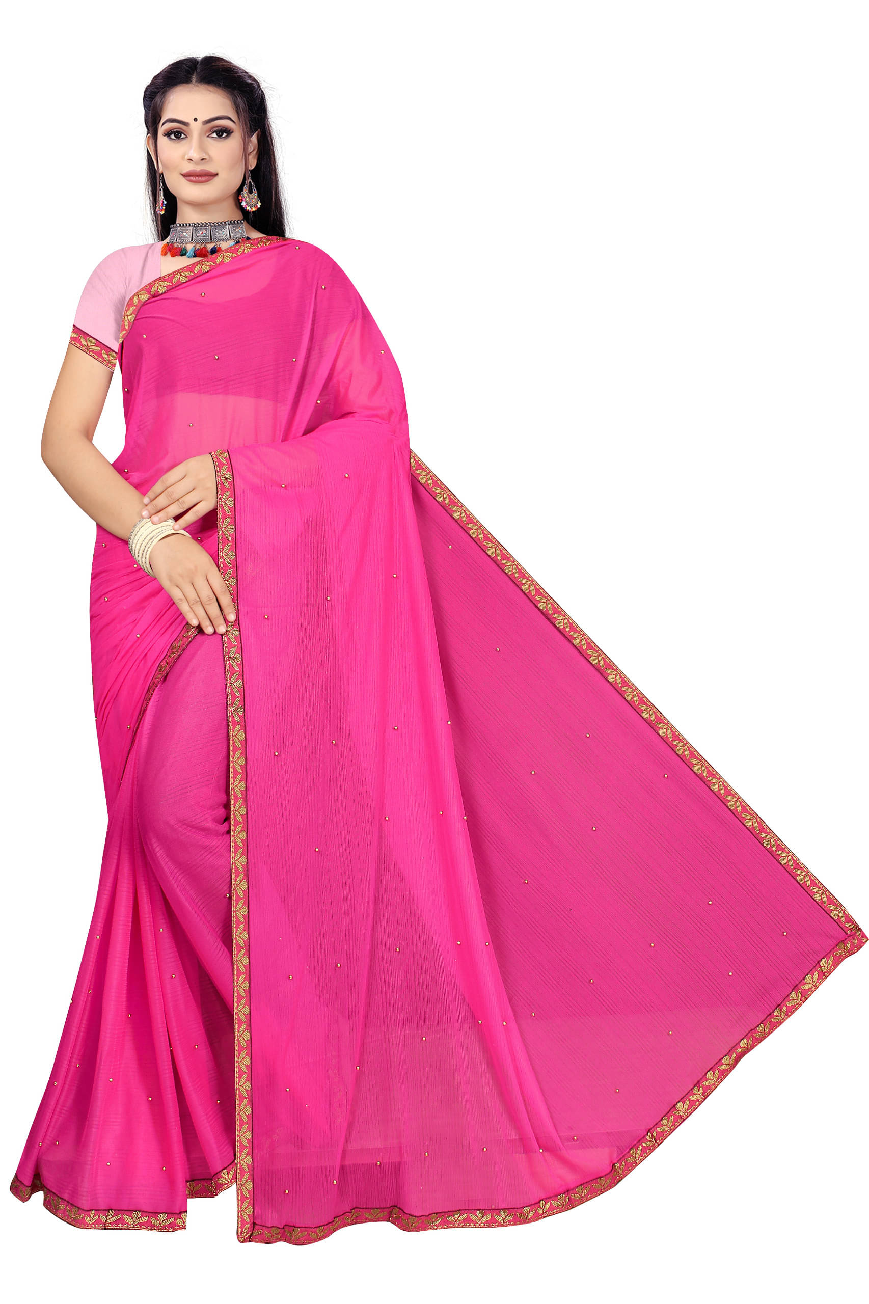 JIRA Lycra Woven Saree With Unstitched Blouse Piece ( Pink ) JIRA Lycra Woven Saree With Unstitched Blouse Piece ( Pink )