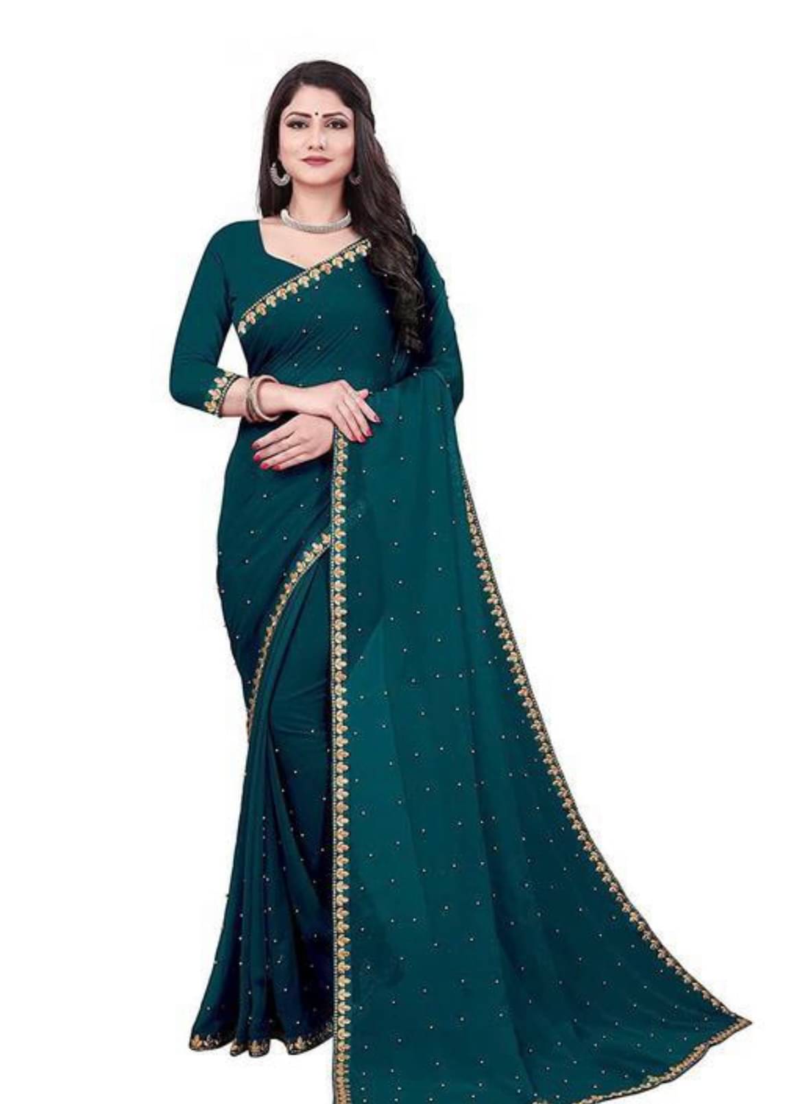 JIRA Lycra Woven Saree With Unstitched Blouse Piece ( Teal ) JIRA Lycra Woven Saree With Unstitched Blouse Piece ( Teal )