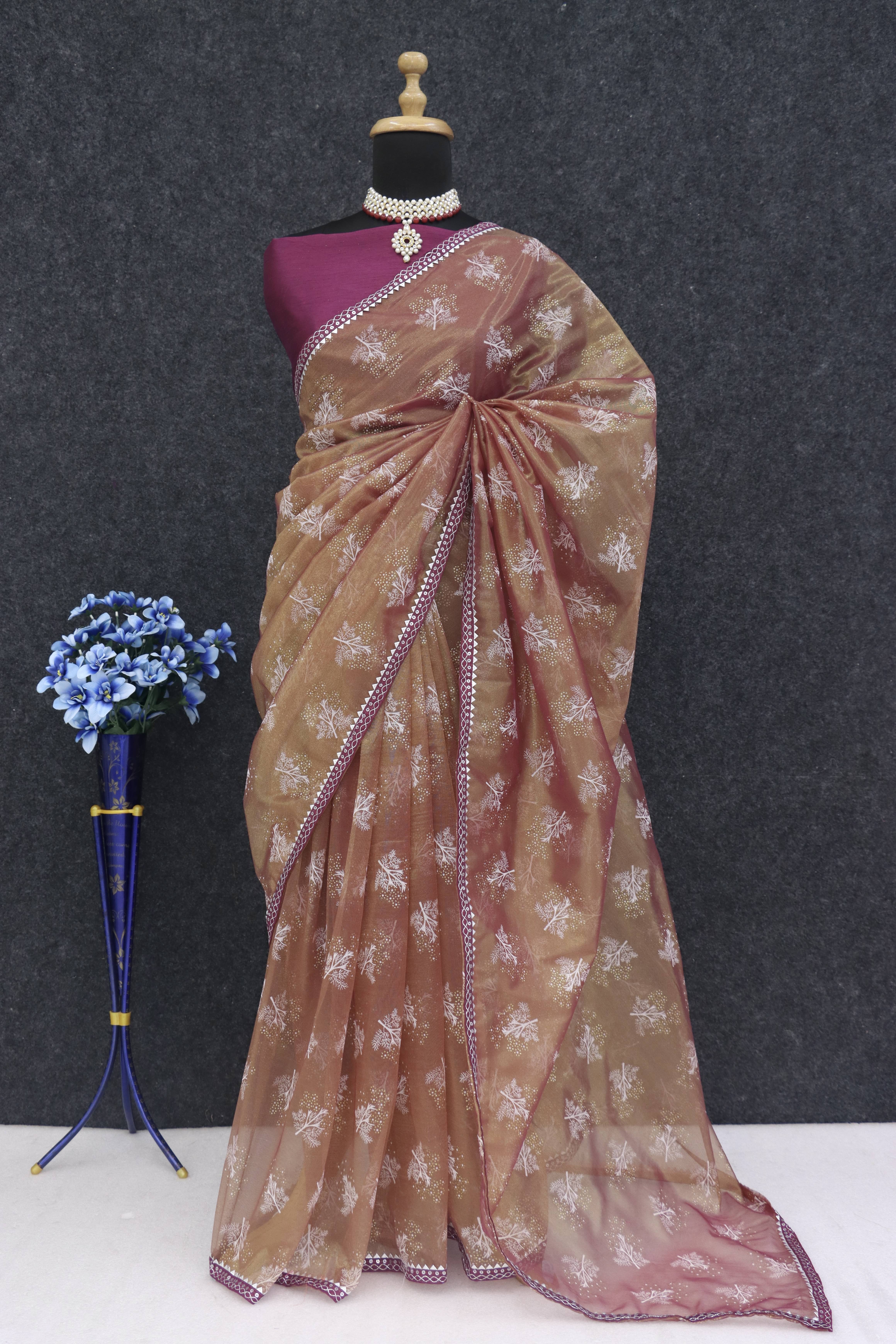 JIRA Net Dyed Saree With Unstitched Blouse Piece ( Purple ) JIRA Net Dyed Saree With Unstitched Blouse Piece ( Purple )