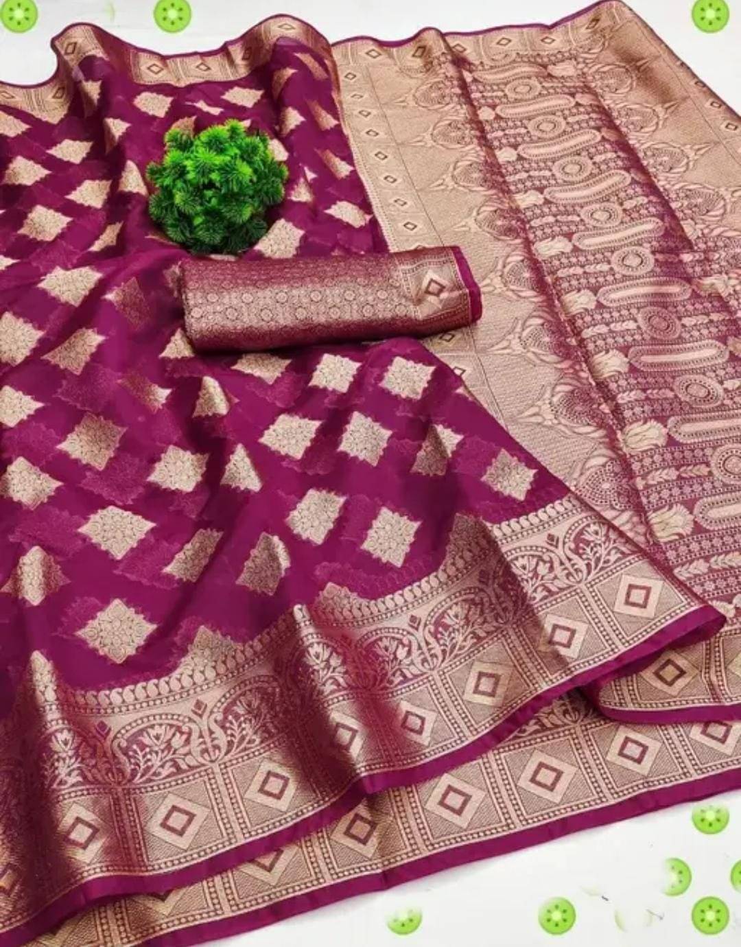     			JIRA Organza Embellished Saree With Unstitched Blouse Piece ( Purple )