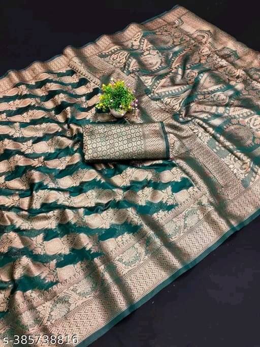     			JIRA Organza Embellished Saree With Unstitched Blouse Piece ( Green )