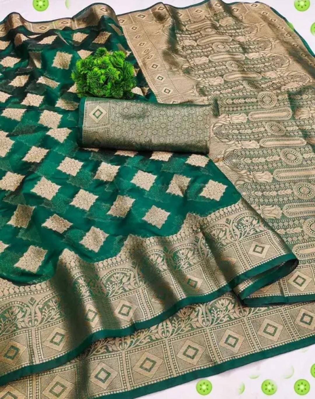 JIRA Organza Embellished Saree With Unstitched Blouse Piece ( Green ) JIRA Organza Embellished Saree With Unstitched Blouse Piece ( Green )