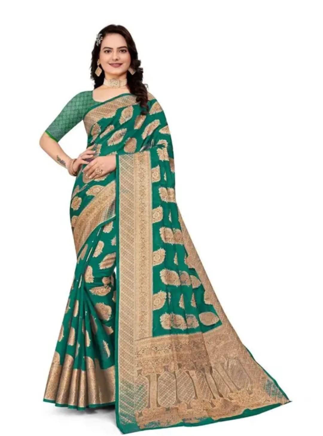 JIRA Organza Embellished Saree With Unstitched Blouse Piece ( Green ) JIRA Organza Embellished Saree With Unstitched Blouse Piece ( Green )