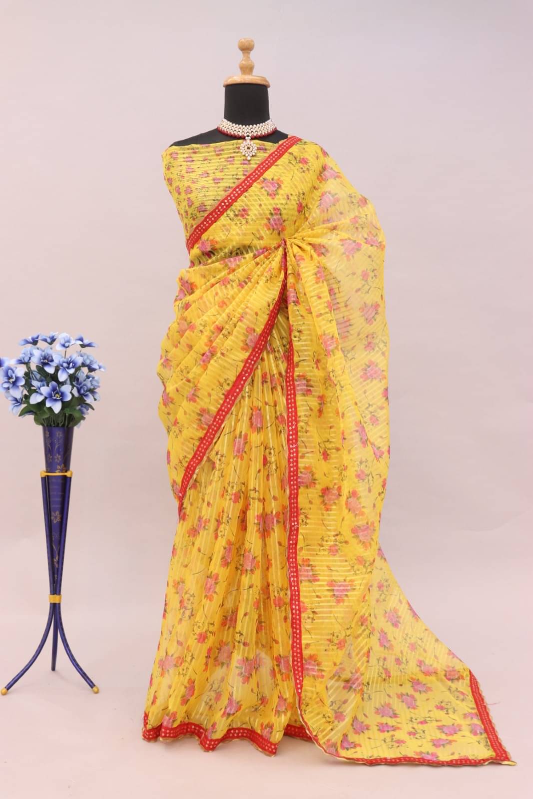 JIRA Organza Printed Saree With Unstitched Blouse Piece ( Yellow ) JIRA Organza Printed Saree With Unstitched Blouse Piece ( Yellow )