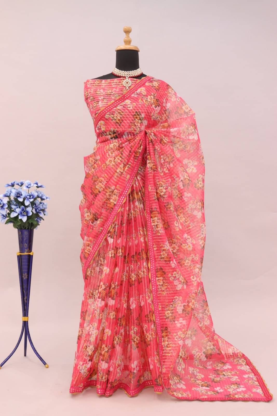     			JIRA Organza Printed Saree With Unstitched Blouse Piece ( Mint Green )