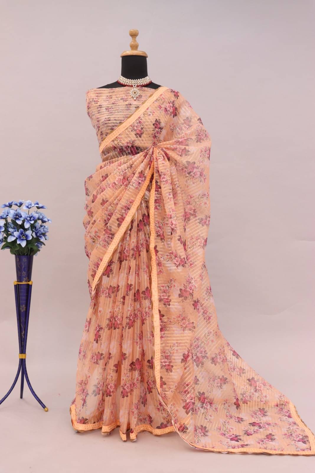 JIRA Organza Printed Saree With Unstitched Blouse Piece ( Orange ) JIRA Organza Printed Saree With Unstitched Blouse Piece ( Orange )