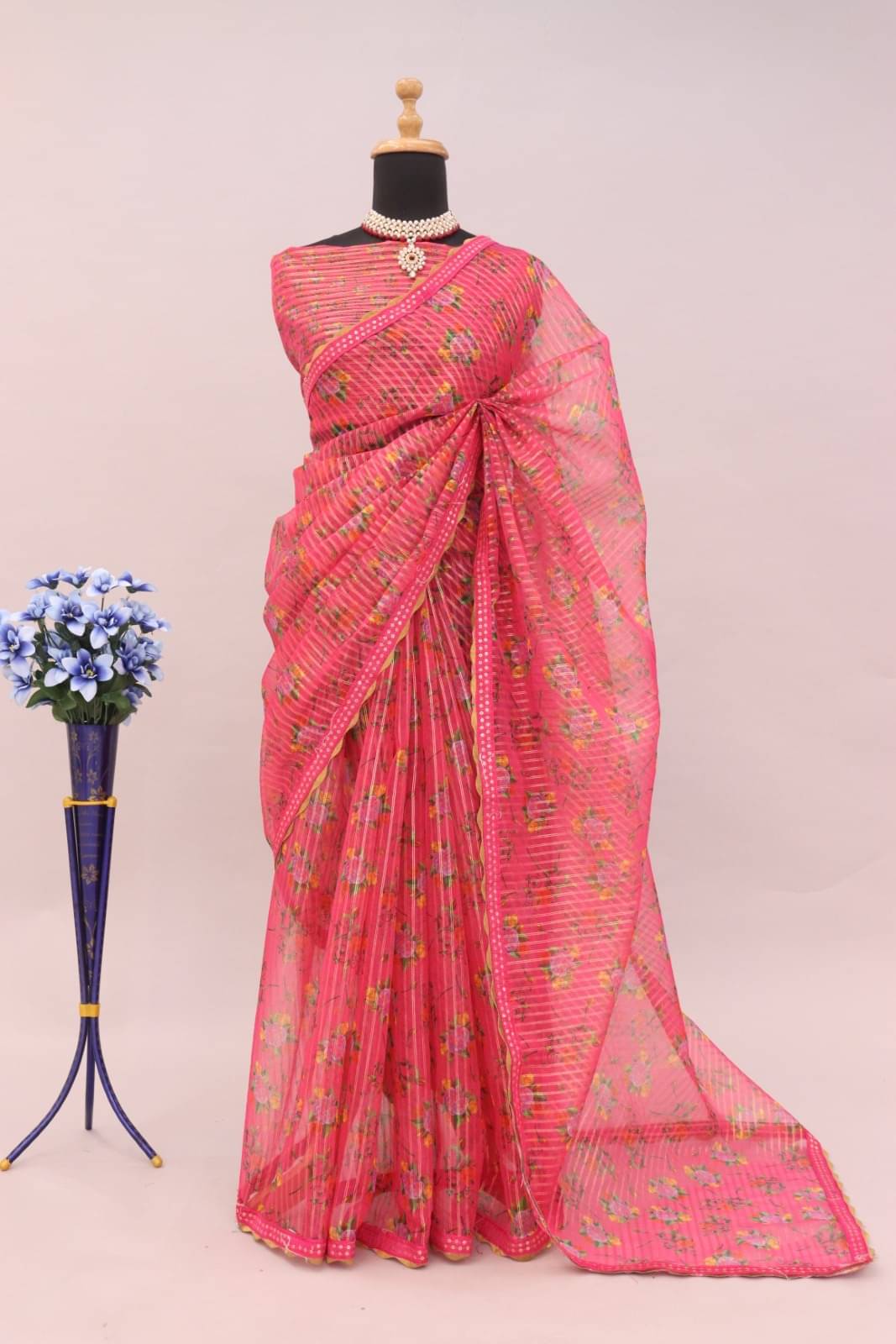     			JIRA Organza Printed Saree With Unstitched Blouse Piece ( Mint Green )