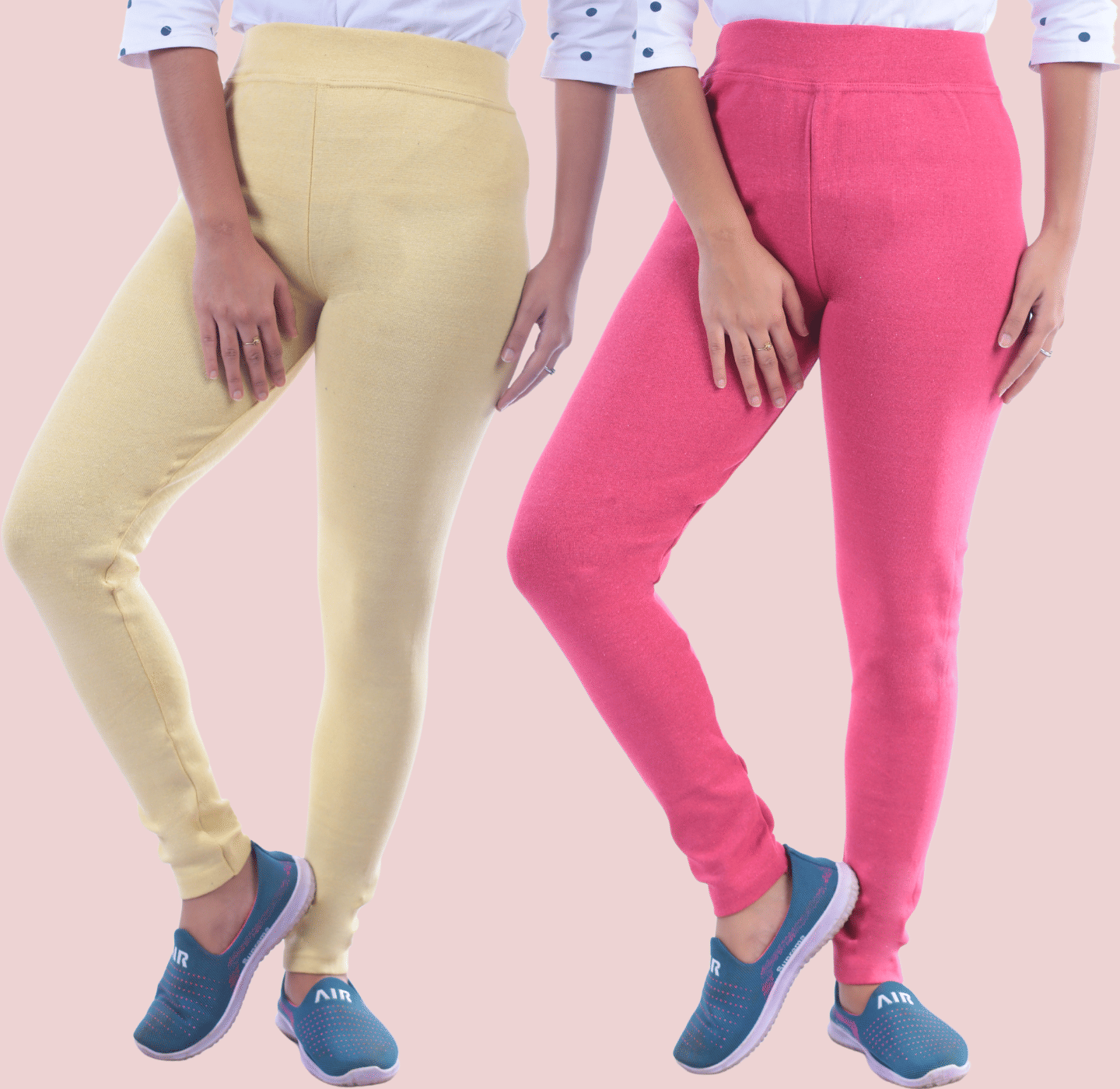     			KARARO JEGGINGS - Cotton Blend Skinny Fit Yellow Women's Jeggings ( Pack of 2 )