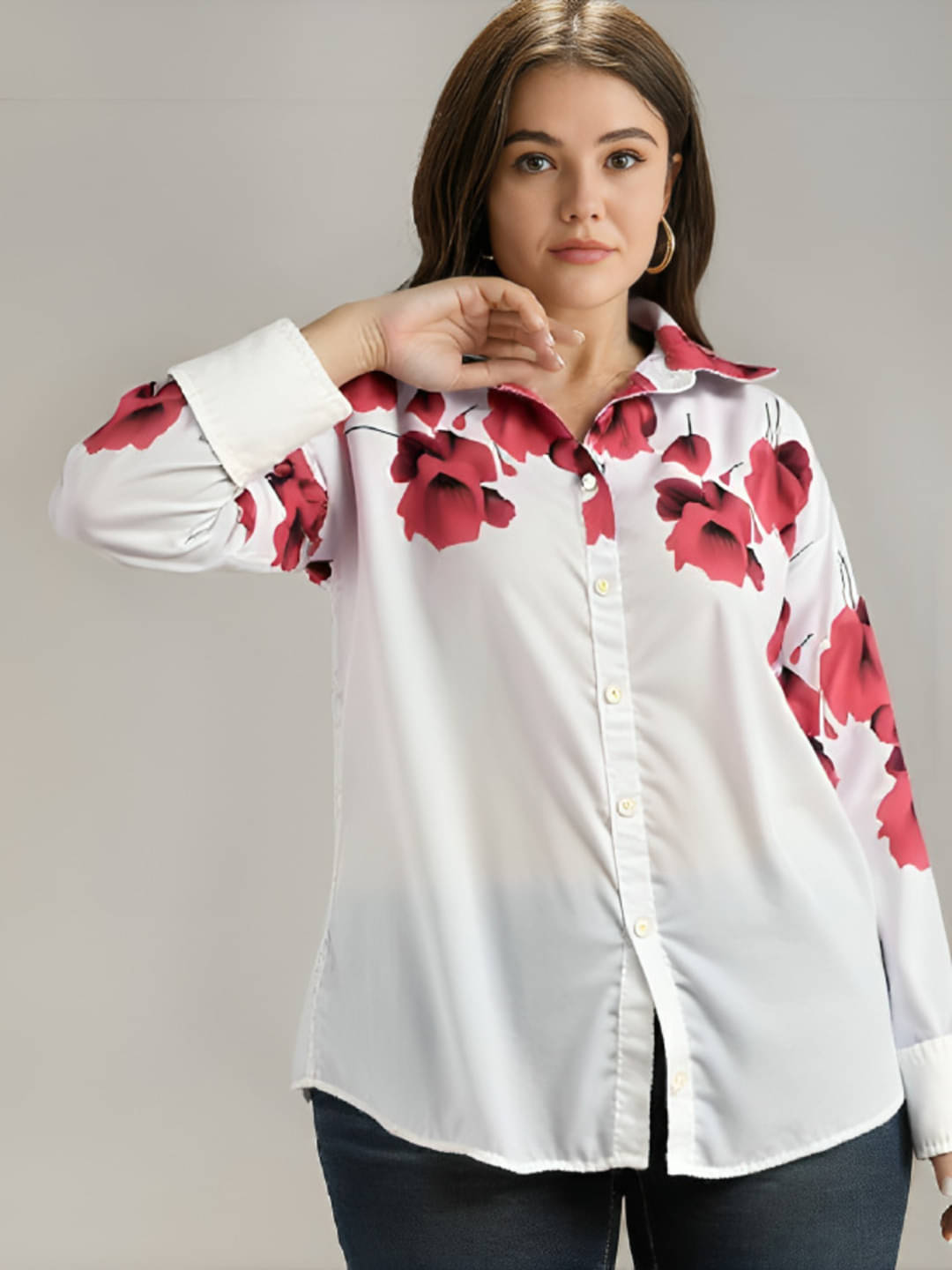     			MAYKR Women Printed Cotton Shirt ( White )