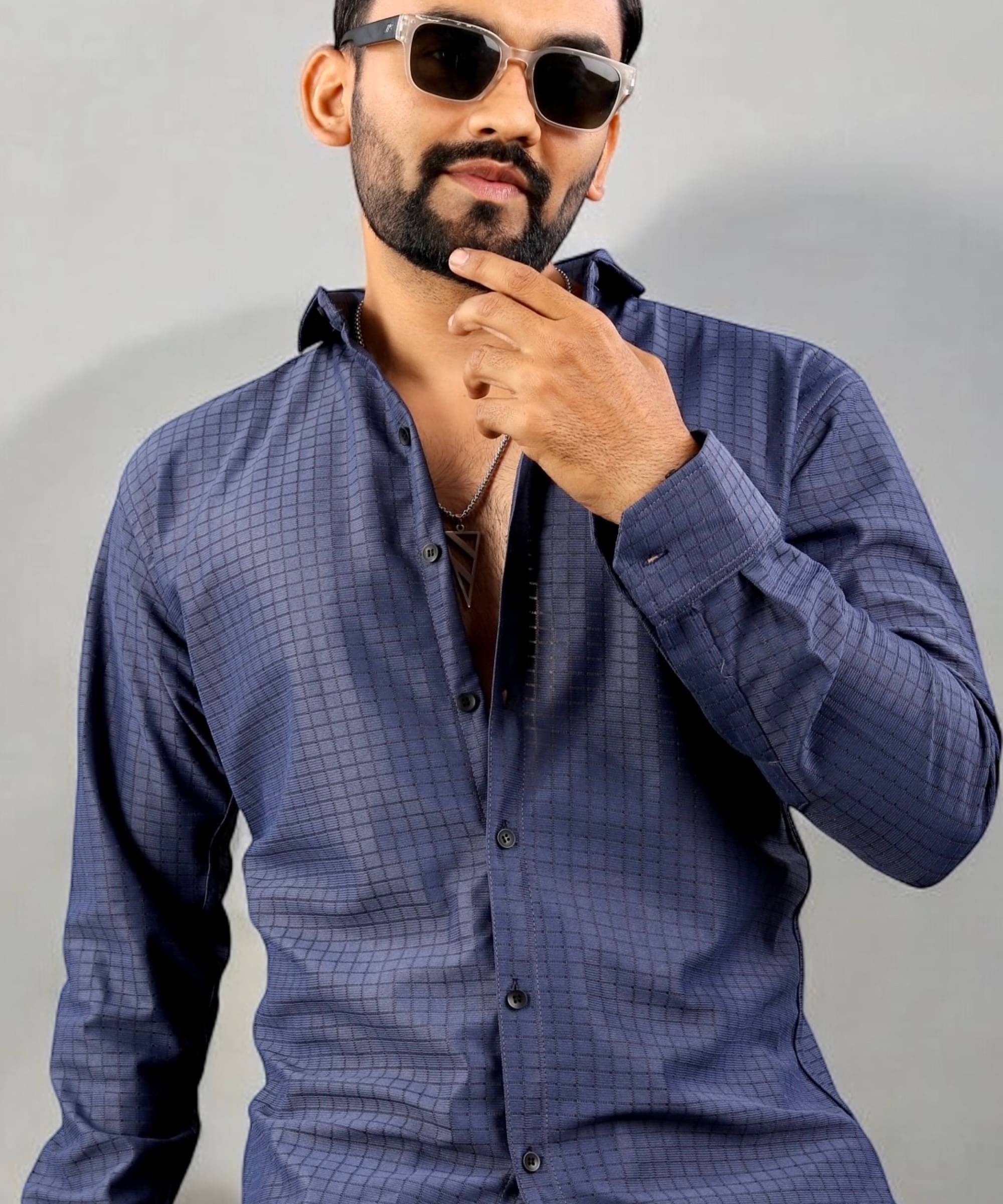MENTIFIC Poly Cotton Regular Fit Solids Full Sleeves Men's Casual Shirt - Dark Blue ( Pack of 1 ) MENTIFIC Poly Cotton Regular Fit Solids Full Sleeves Men's Casual Shirt - Dark Blue ( Pack of 1 )