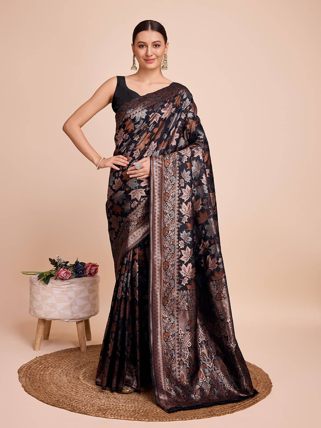 Nayanthara Trends Silk Woven Saree With Unstitched Blouse Piece ( Black ) Nayanthara Trends Silk Woven Saree With Unstitched Blouse Piece ( Black )