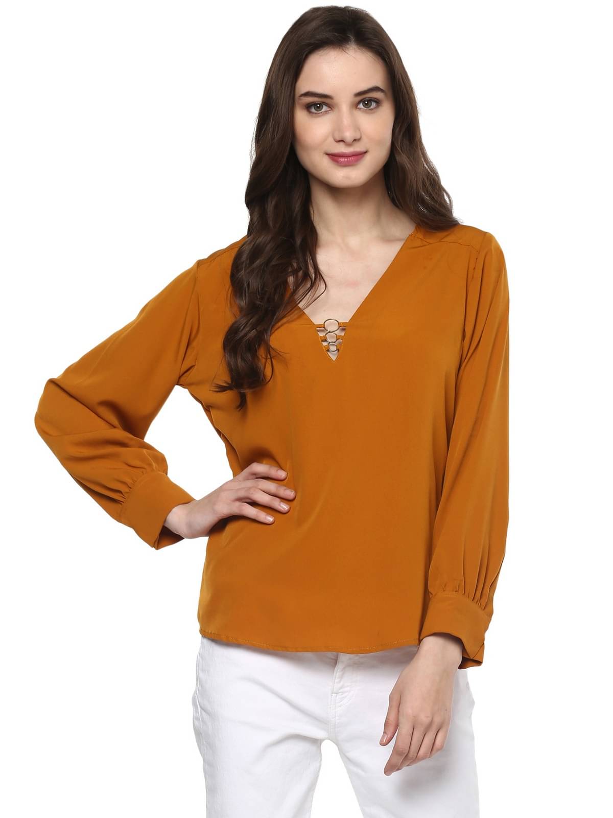 Pannkh Mustard Polyester Women's Regular Top ( Pack of 1 ) Pannkh Mustard Polyester Women's Regular Top ( Pack of 1 )