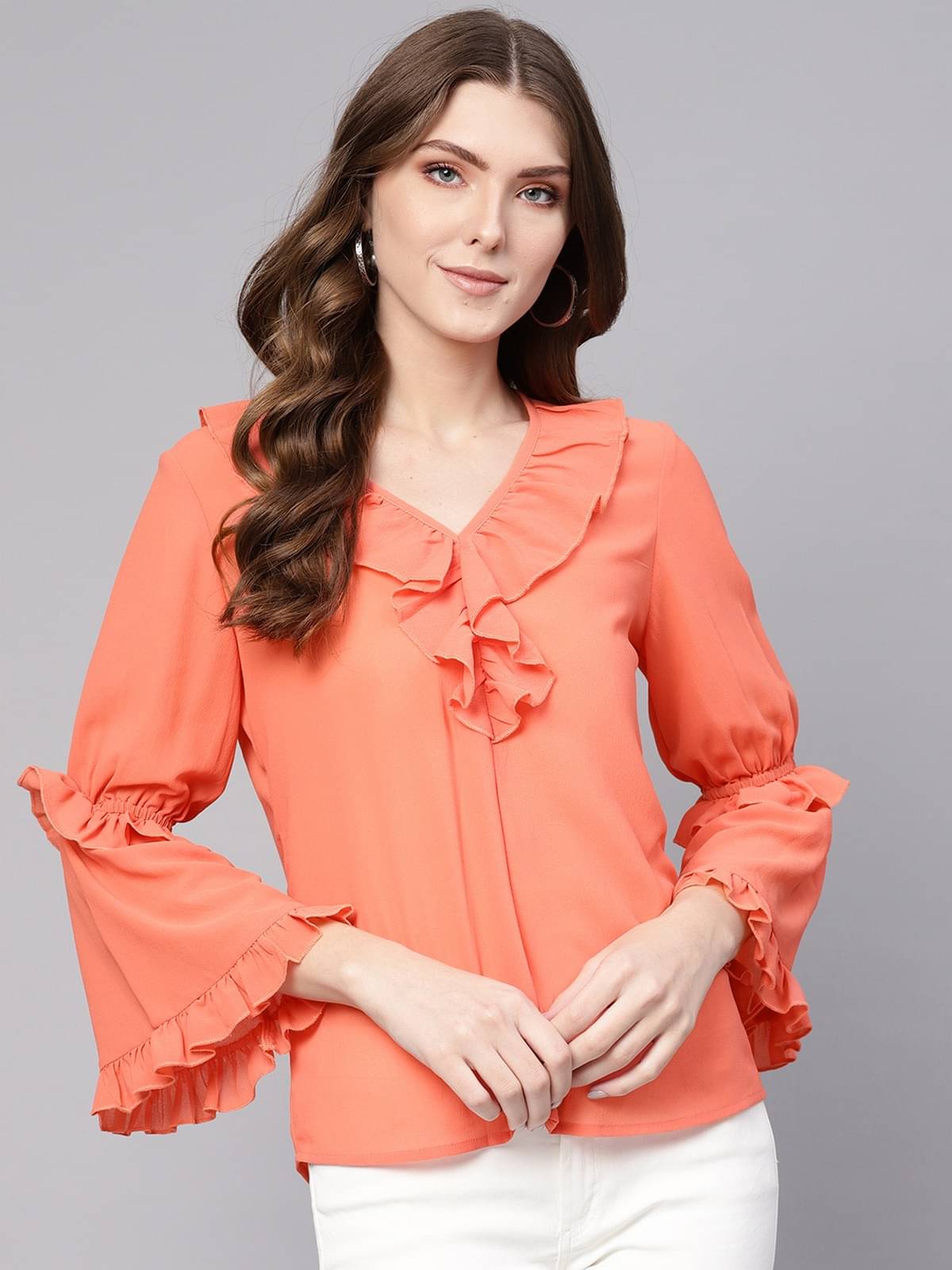     			Pannkh Women's Polyester Regular Top ( Coral )