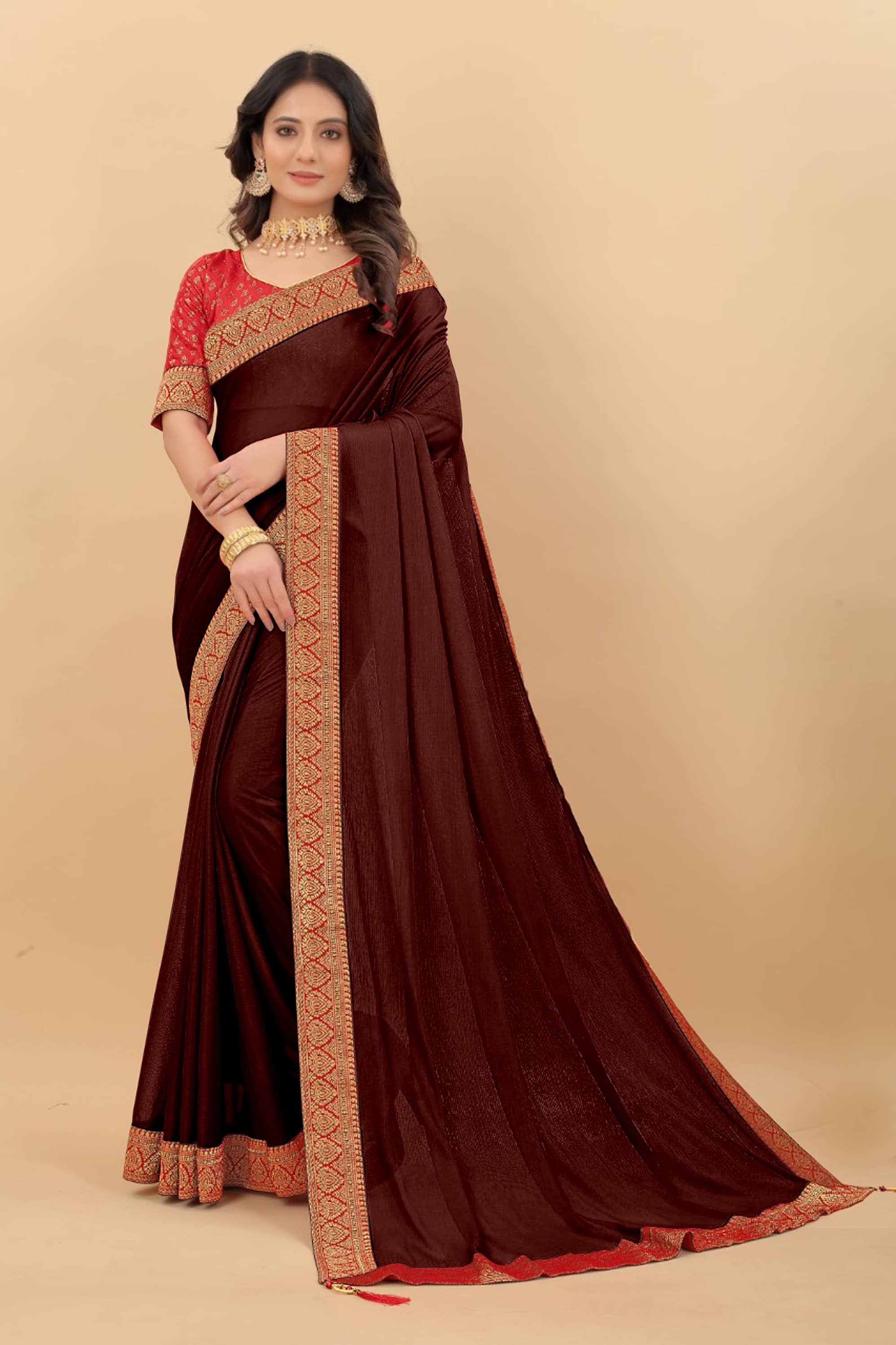 Parmila Fashion Silk Embellished Saree With Unstitched Blouse Piece ( Gold ) - Sarees | Buy online on ZillyBuy