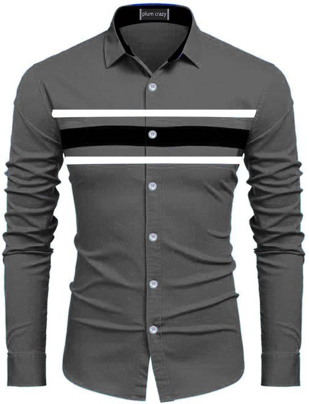     			Plumcrazy Cotton Blend Regular Fit Solids Full Sleeves Men's Casual Shirt - Grey ( Pack of 1 )