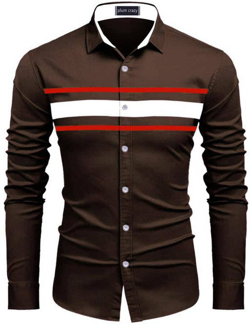 Plumcrazy Cotton Blend Regular Fit Solids Full Sleeves Men's Casual Shirt - Brown ( Pack of 1 ) Plumcrazy Cotton Blend Regular Fit Solids Full Sleeves Men's Casual Shirt - Brown ( Pack of 1 )