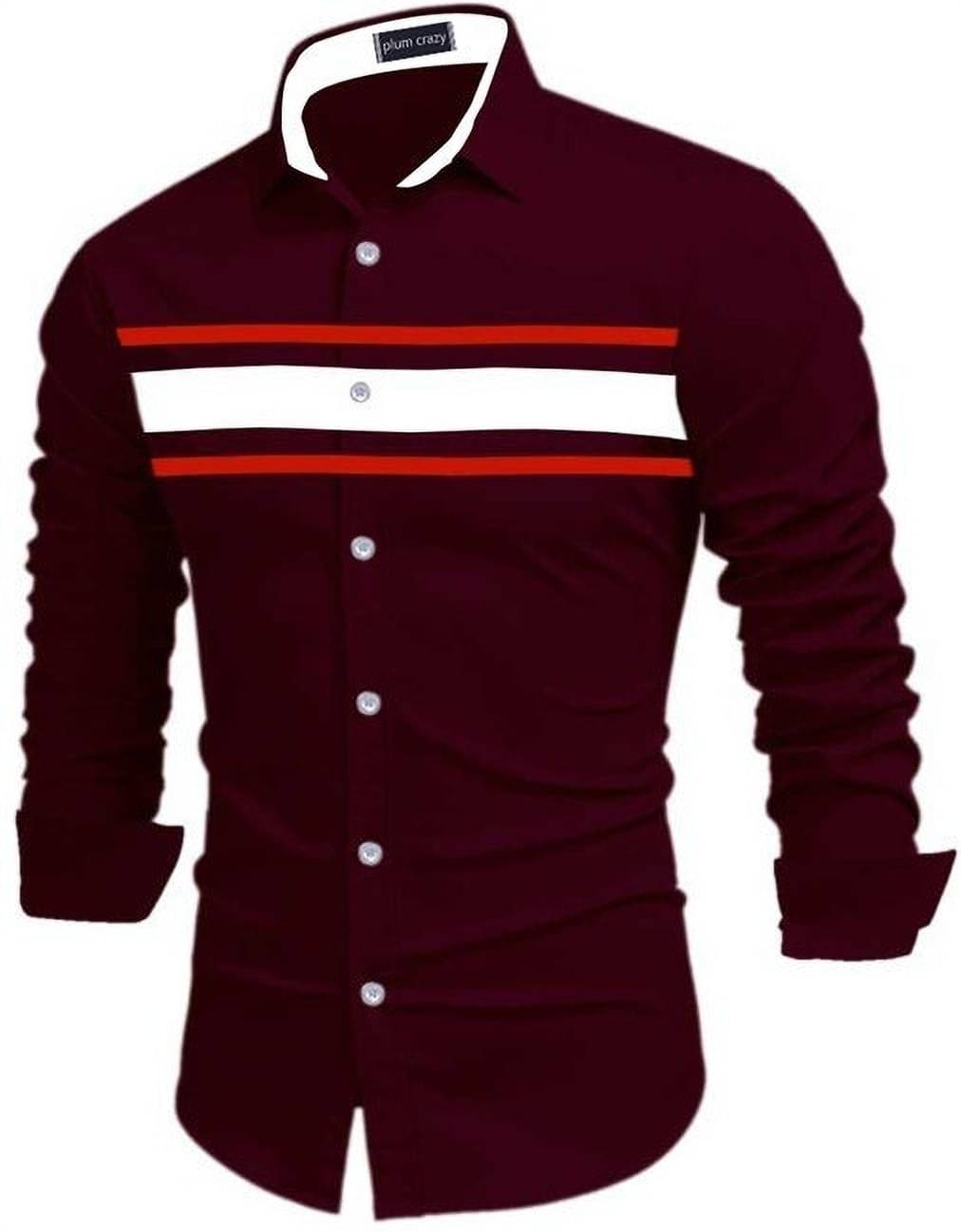 Plumcrazy Cotton Blend Regular Fit Striped Full Sleeves Men's Casual Shirt - Maroon ( Pack of 1 ) Plumcrazy Cotton Blend Regular Fit Striped Full Sleeves Men's Casual Shirt - Maroon ( Pack of 1 )