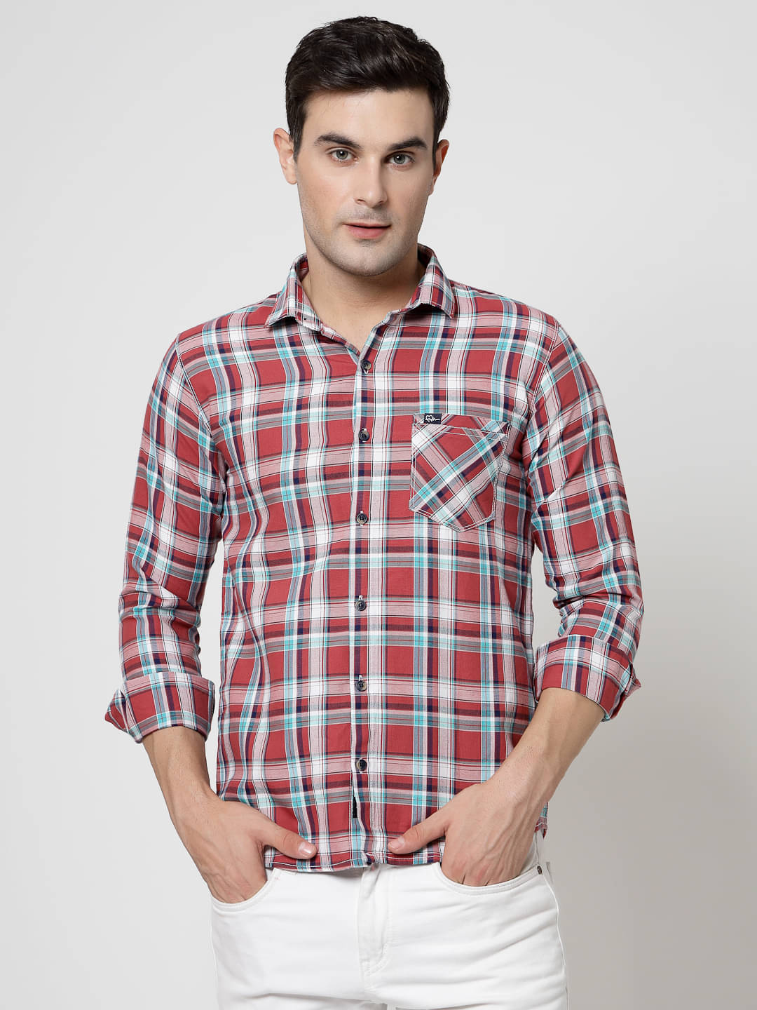 REEPOLLY 100% Cotton Regular Fit Checks Full Sleeves Men's Casual Shirt - Red ( Pack of 1 ) REEPOLLY 100% Cotton Regular Fit Checks Full Sleeves Men's Casual Shirt - Red ( Pack of 1 )