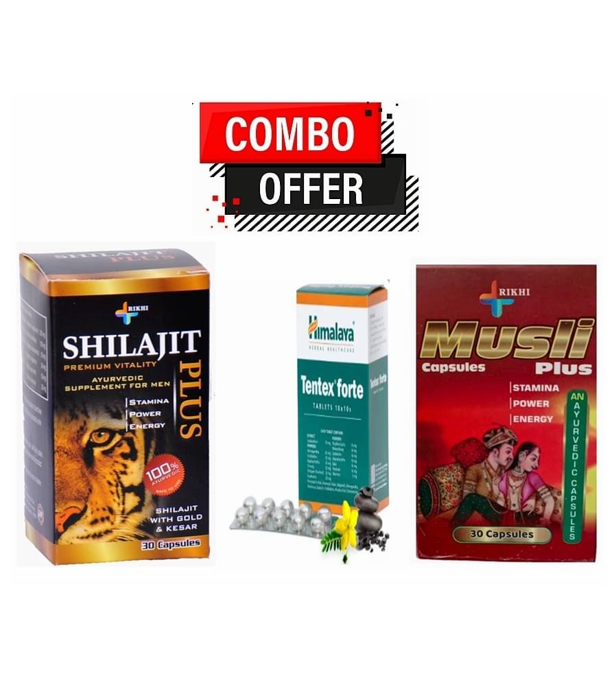     			Rikhi Shilajit Plus Capsule 30 no.s & Musli Plus Capsule 30no.s & Himalaya Tentex Forte 10 Tablets Pack Of 1