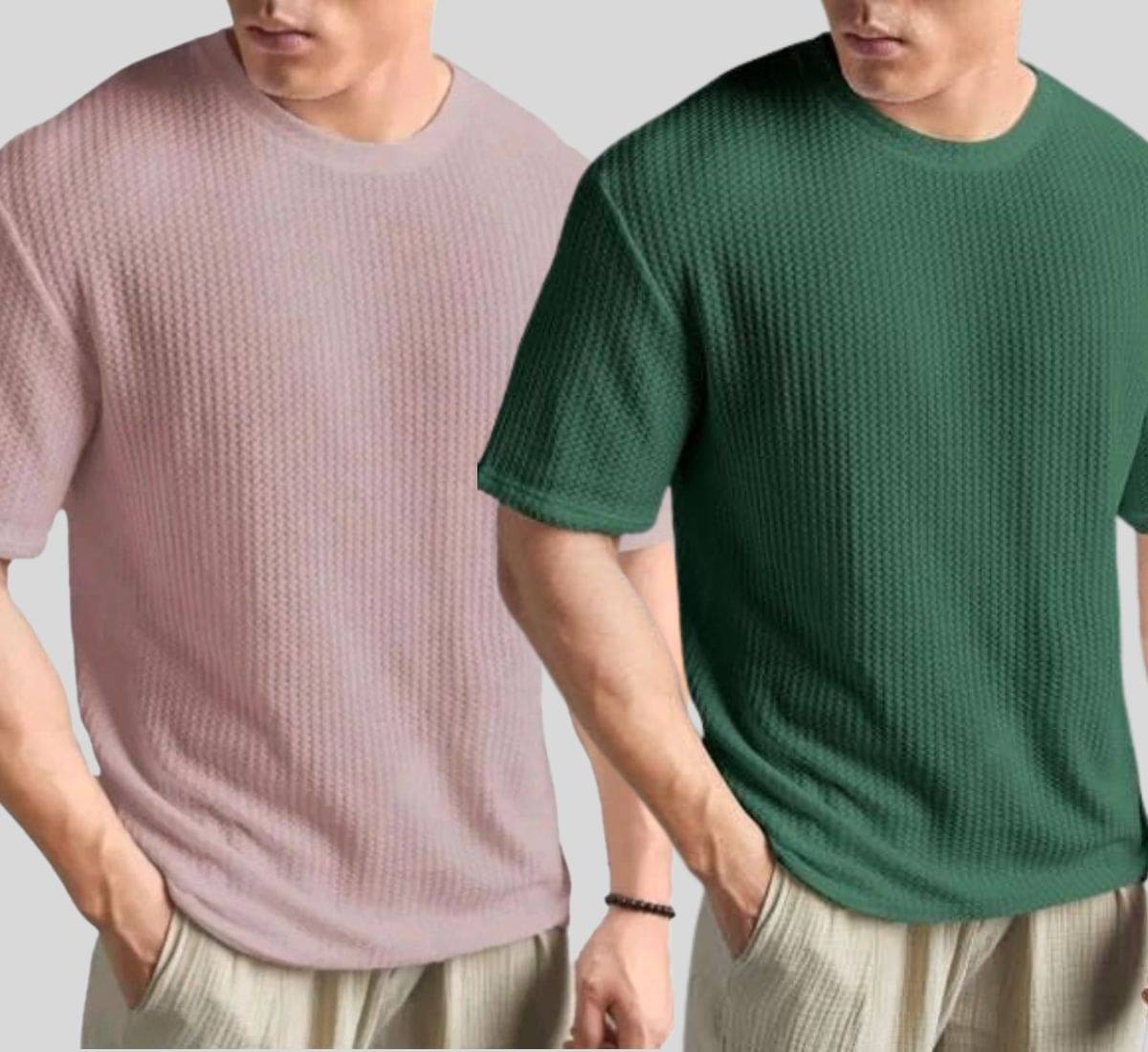     			SHREYNKA Men Cotton Blend Oversized Fit Solid T-Shirt ( Green )