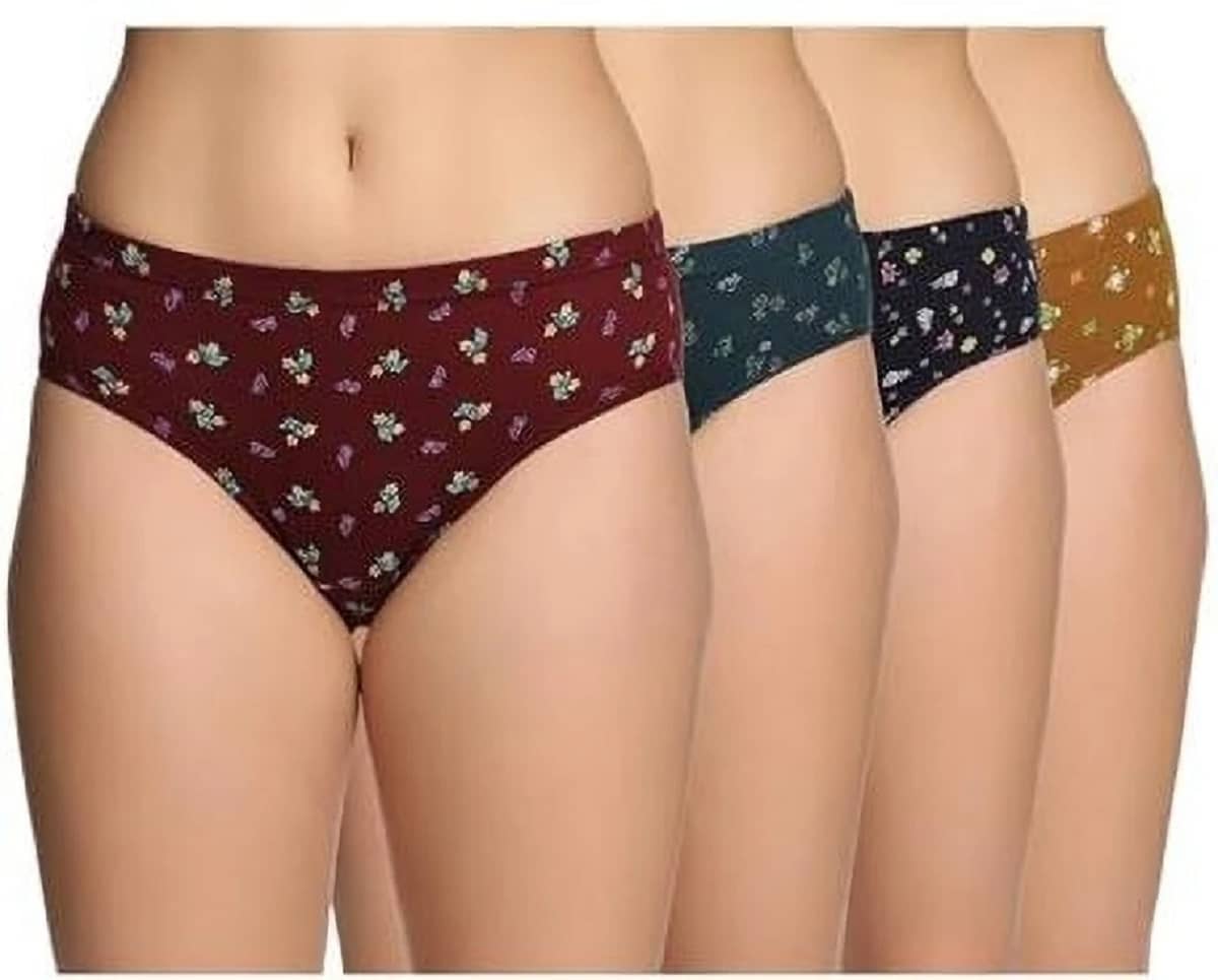 SONME ENTERPRISES Pack of 4 Cotton Hipster For Women ( Multi Color )