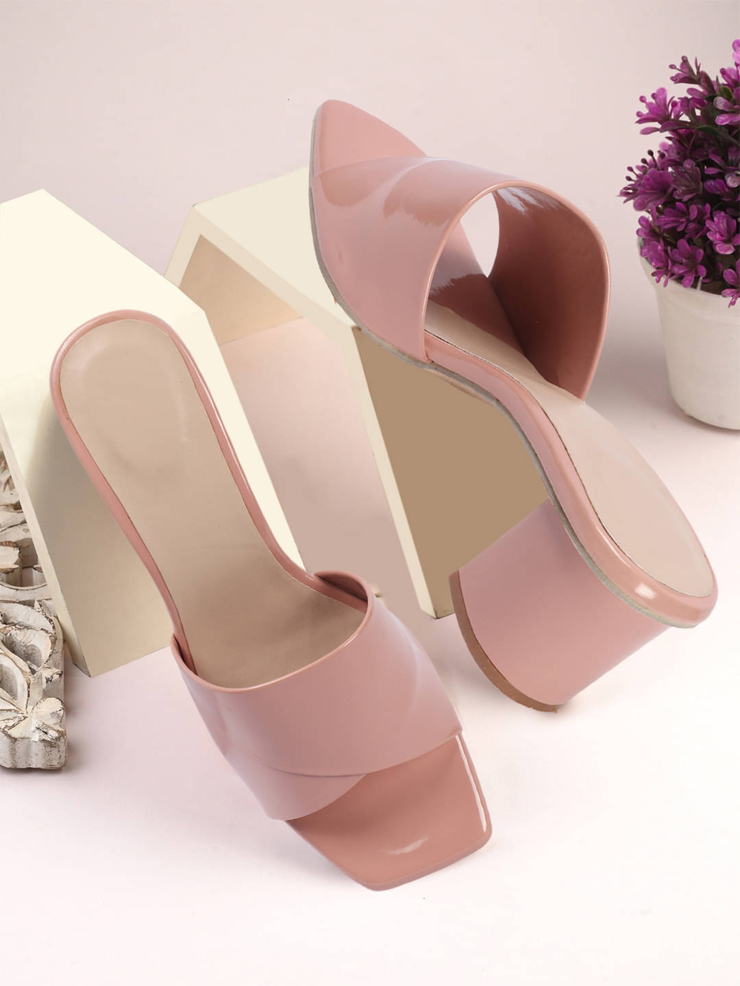 SSV Peach Women's Slip On Heels     			SSV Peach Women's Slip On Heels