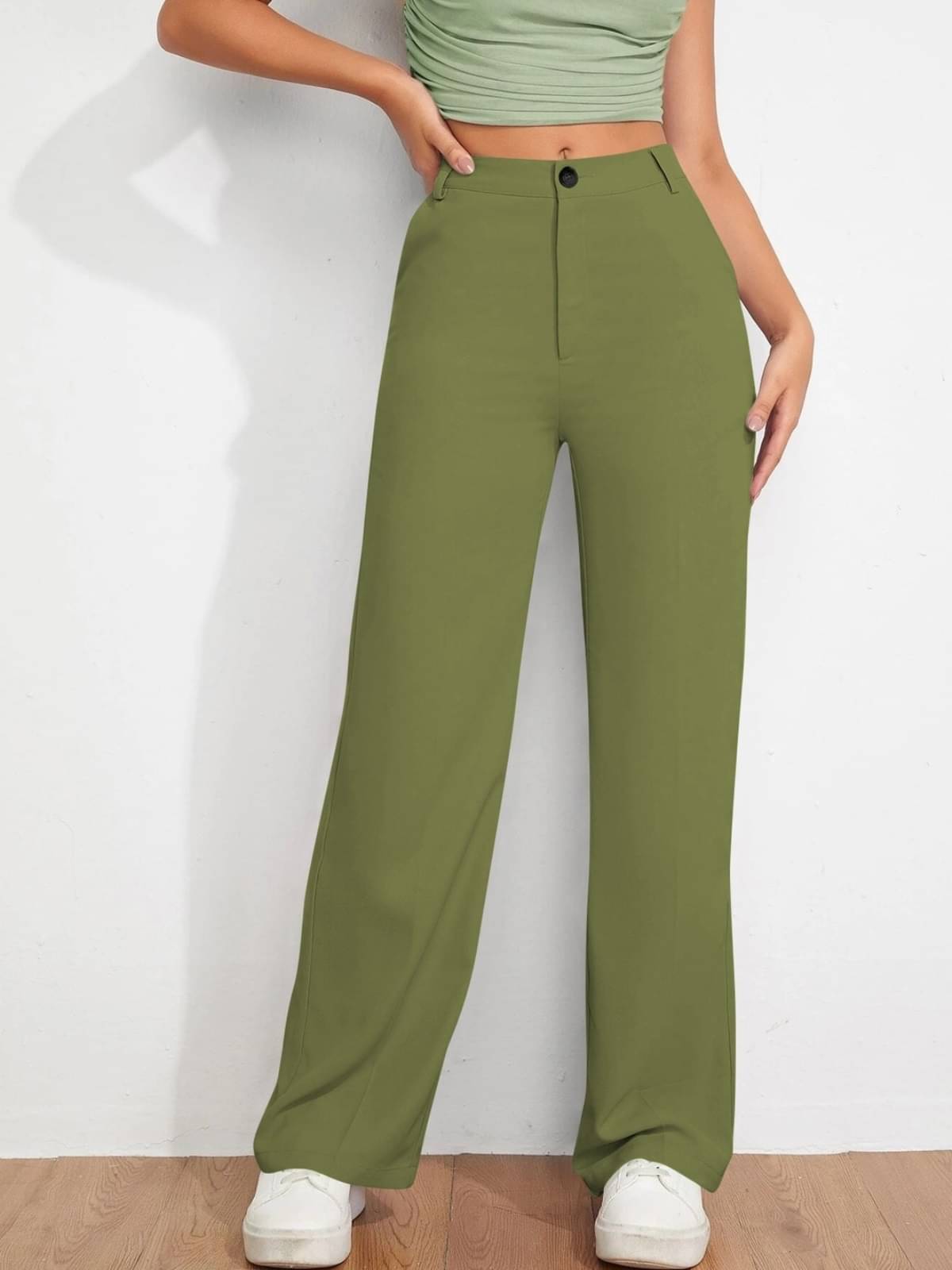     			TOOCHKI Pack of 1 Lycra Relaxed Women's Formal Pants ( Olive )