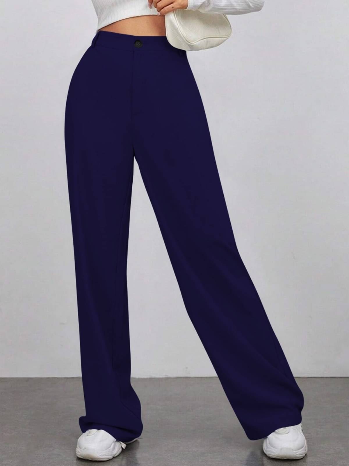     			TOOCHKI Pack of 1 Lycra Relaxed Women's Formal Pants ( Navy Blue )
