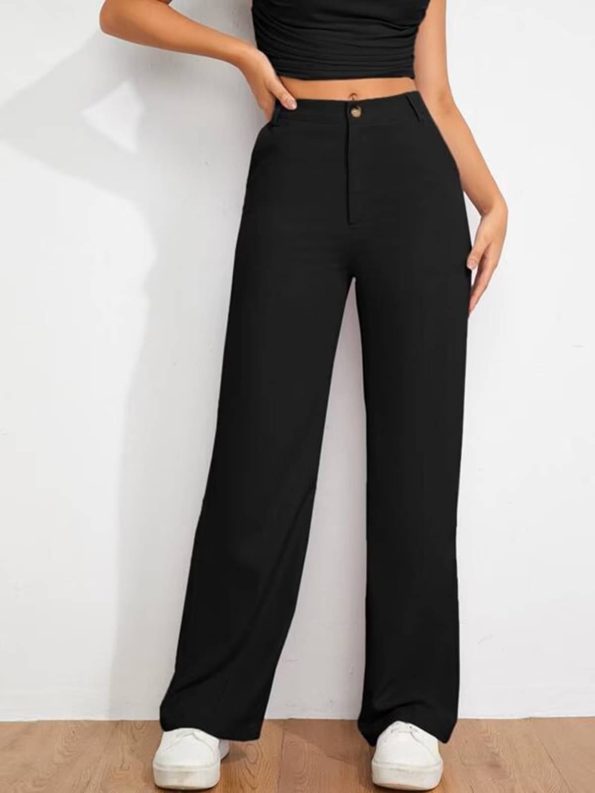     			TOOCHKI Pack of 1 Lycra Relaxed Women's Formal Pants ( Black )