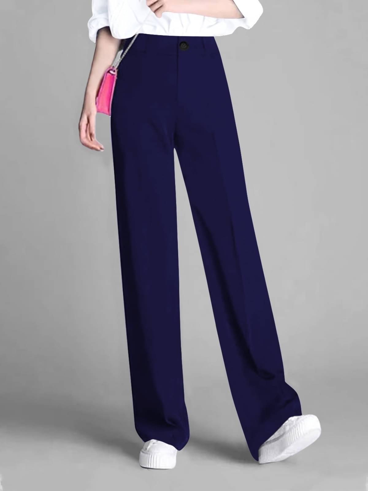     			TOOCHKI Pack of 1 Lycra Relaxed Women's Formal Pants ( Navy Blue )
