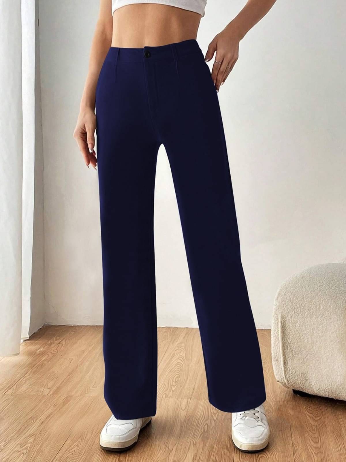     			TOOCHKI Pack of 1 Lycra Relaxed Women's Formal Pants ( Navy Blue )