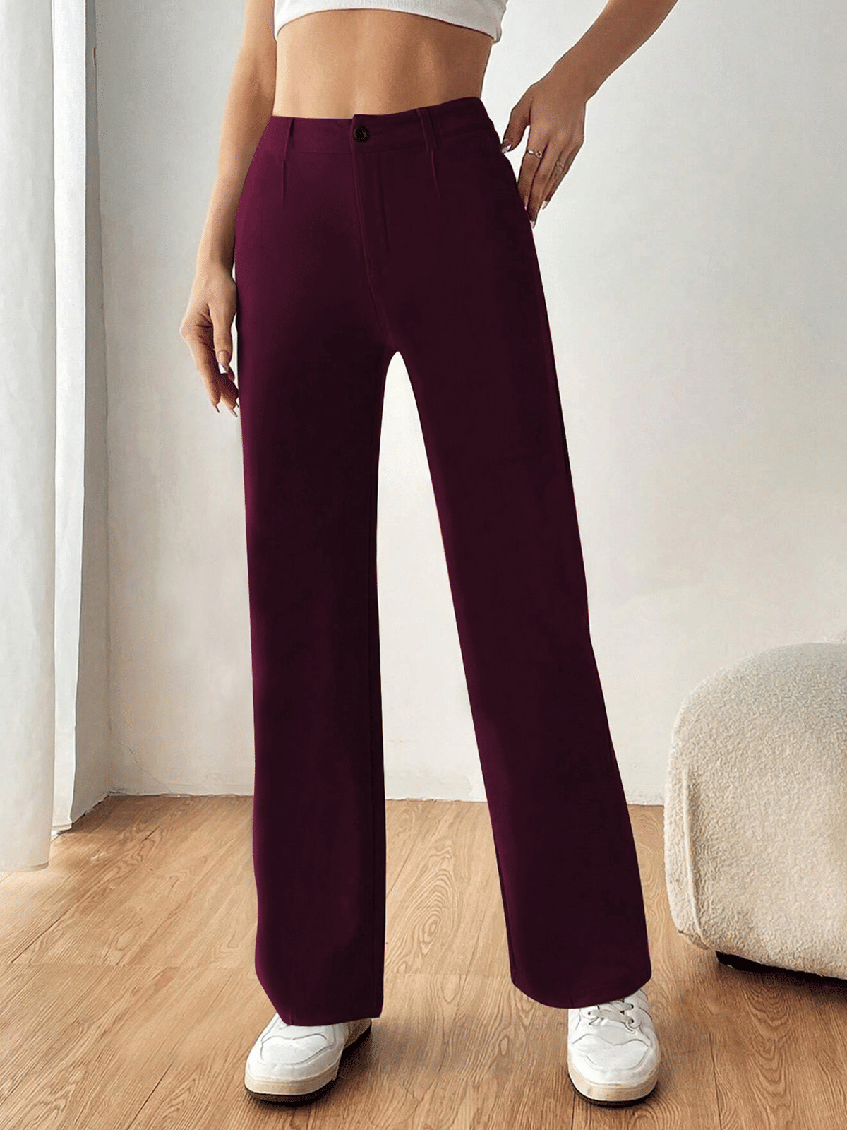     			TOOCHKI Pack of 1 Lycra Relaxed Women's Formal Pants ( Maroon )