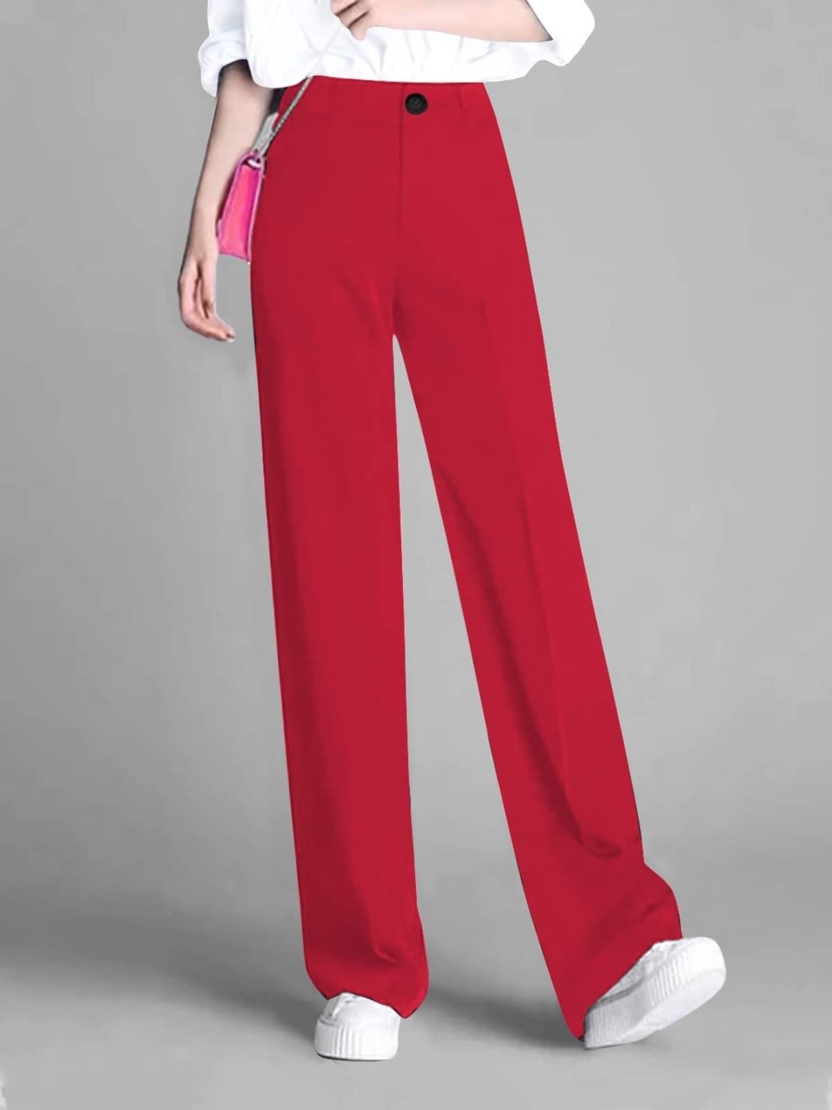     			TOOCHKI Pack of 1 Lycra Relaxed Women's Formal Pants ( Red )