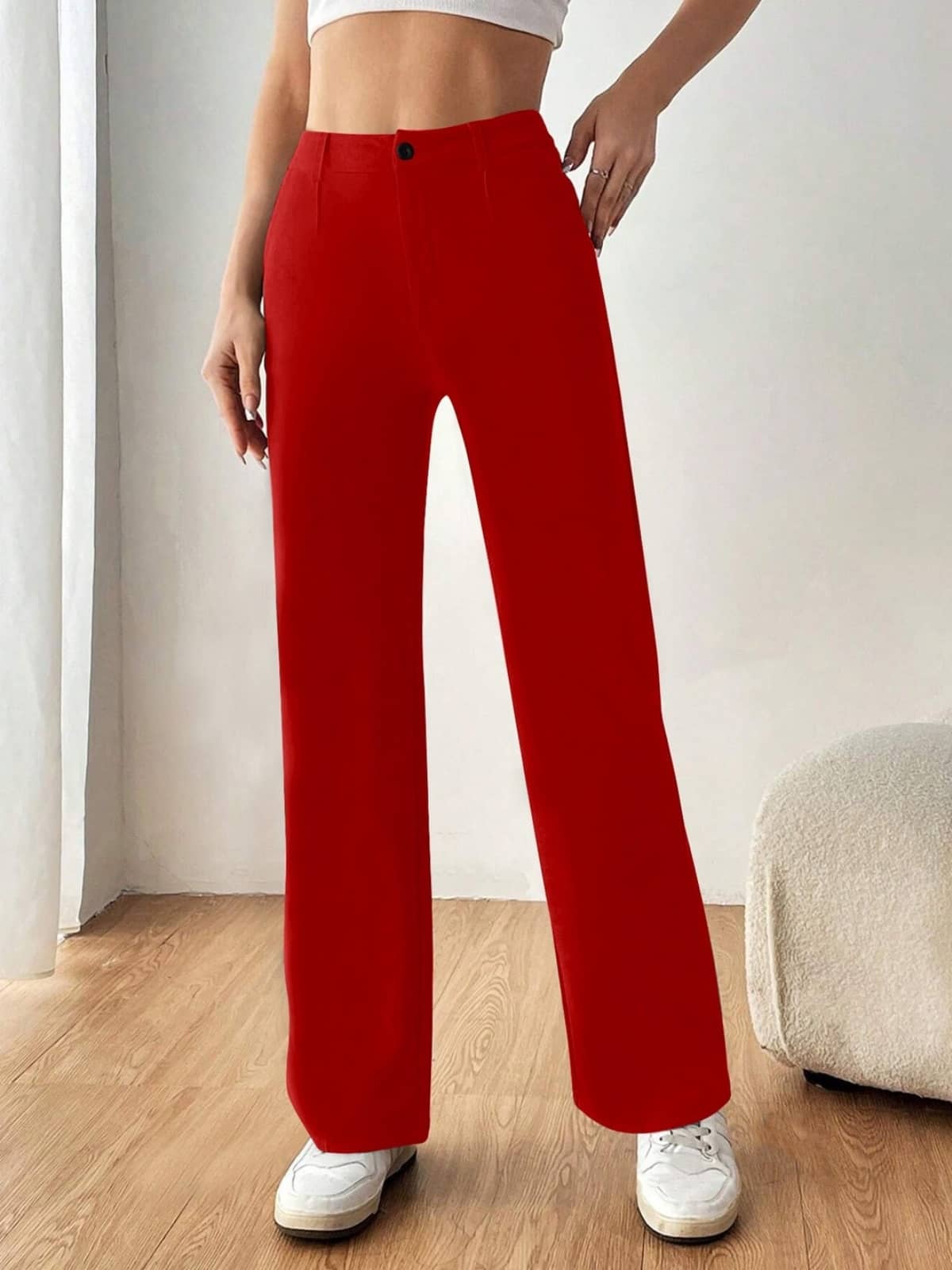 TOOCHKI Pack of 1 Lycra Relaxed Women's Formal Pants ( Red ) - Trousers | Buy online on ZillyBuy