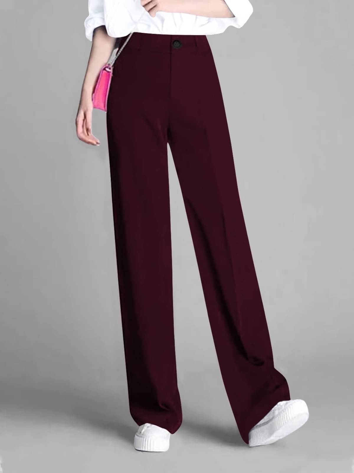     			TOOCHKI Pack of 1 Lycra Relaxed Women's Formal Pants ( Maroon )