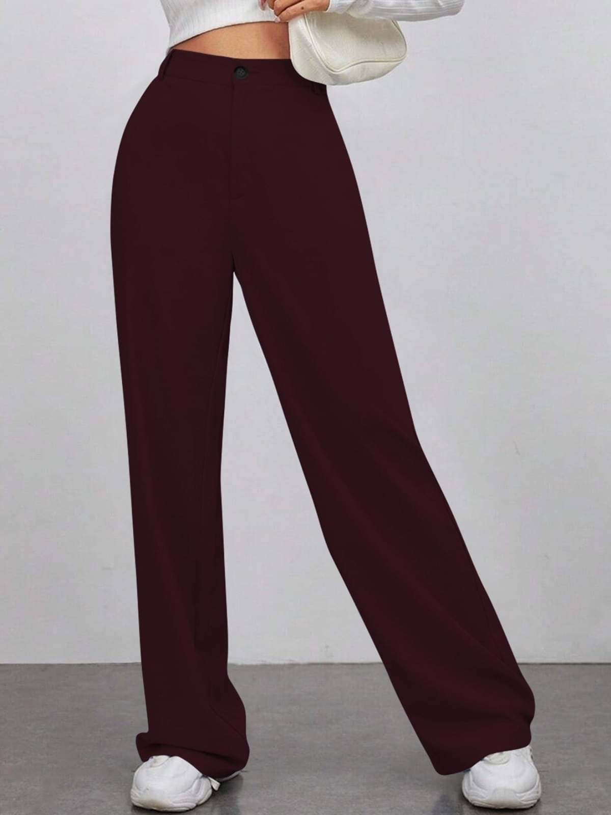     			TOOCHKI Pack of 1 Lycra Relaxed Women's Formal Pants ( Maroon )